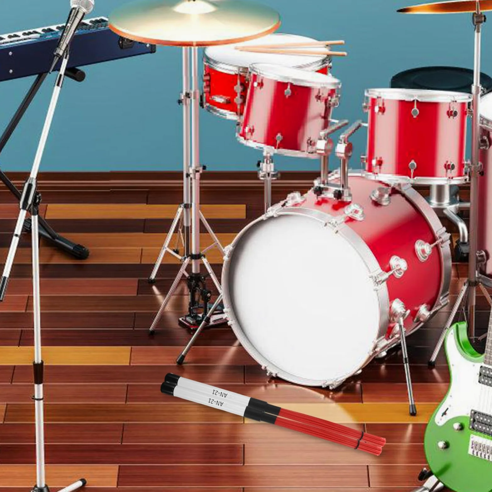Spazzole per Batteria in Nylon Bacchette Percussione Jazz e Acustica Impugnatura Ergonomica Antiscivolo Compact per Pratica e Strumenti Musicali Professionali