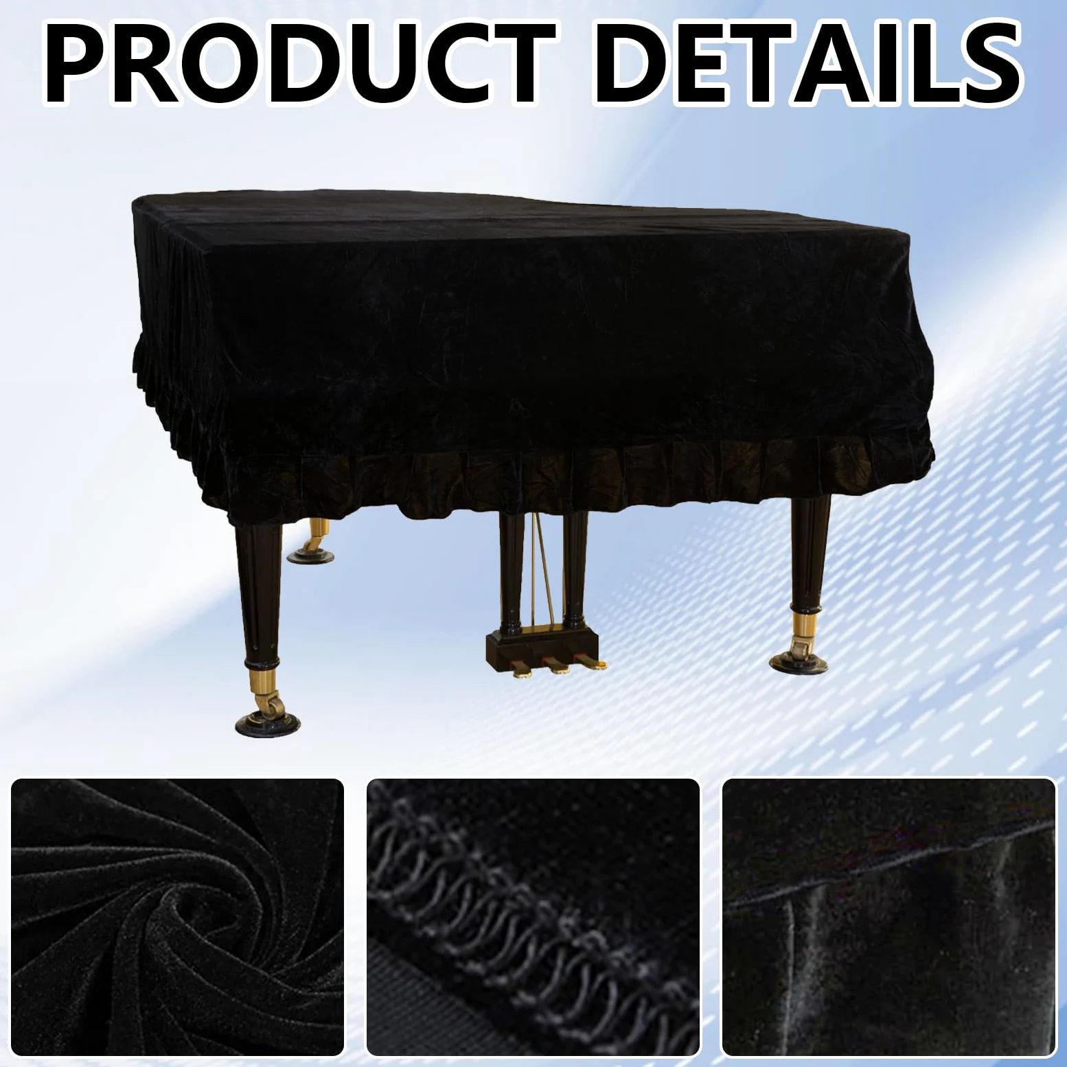 Copertura Per Pianoforte, Copertura Per Pianoforte A Coda Da 180 Cm Copertura Per Pianoforte In Velluto Protezione Decorativa Contro Polvere Graffi E Carica Statica