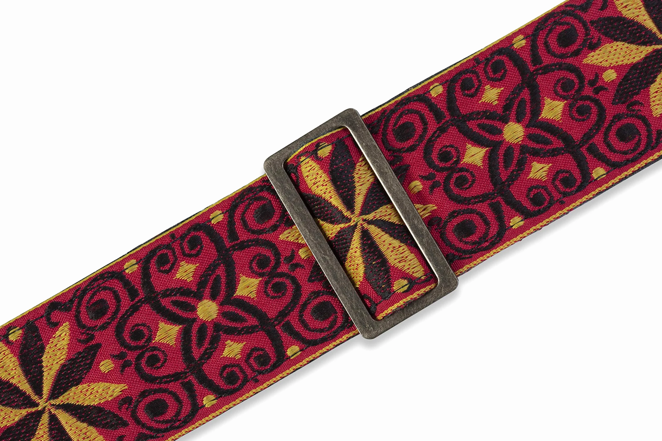 Levy's, M8HTV-21 Tracolla in jacquard 2, Terminali in Pelle e Fibbie in Ottone, Larghezza 2" (5.08 cm), Lunghezza Regolabile fino a 56" (142.24 cm)