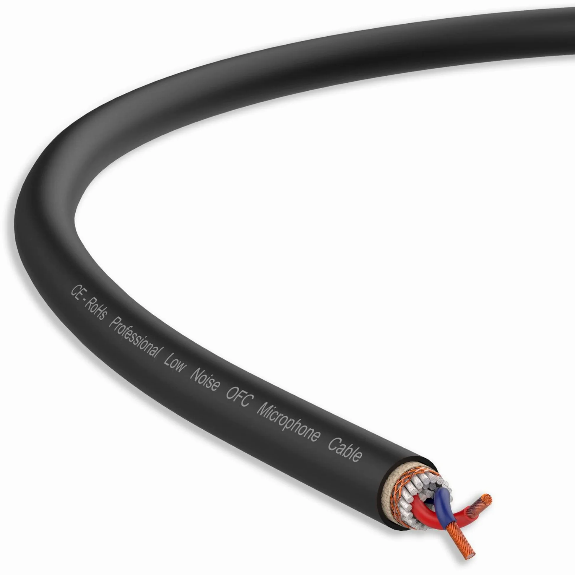 Audibax Silver BSM100 Nero - Avvolgicavo Microfonico Bilanciato - Lunghezza 100 Metri - Filo Intrecciato e Magliato - Copertura in PVC Flessibile e Resistente - Colore Nero