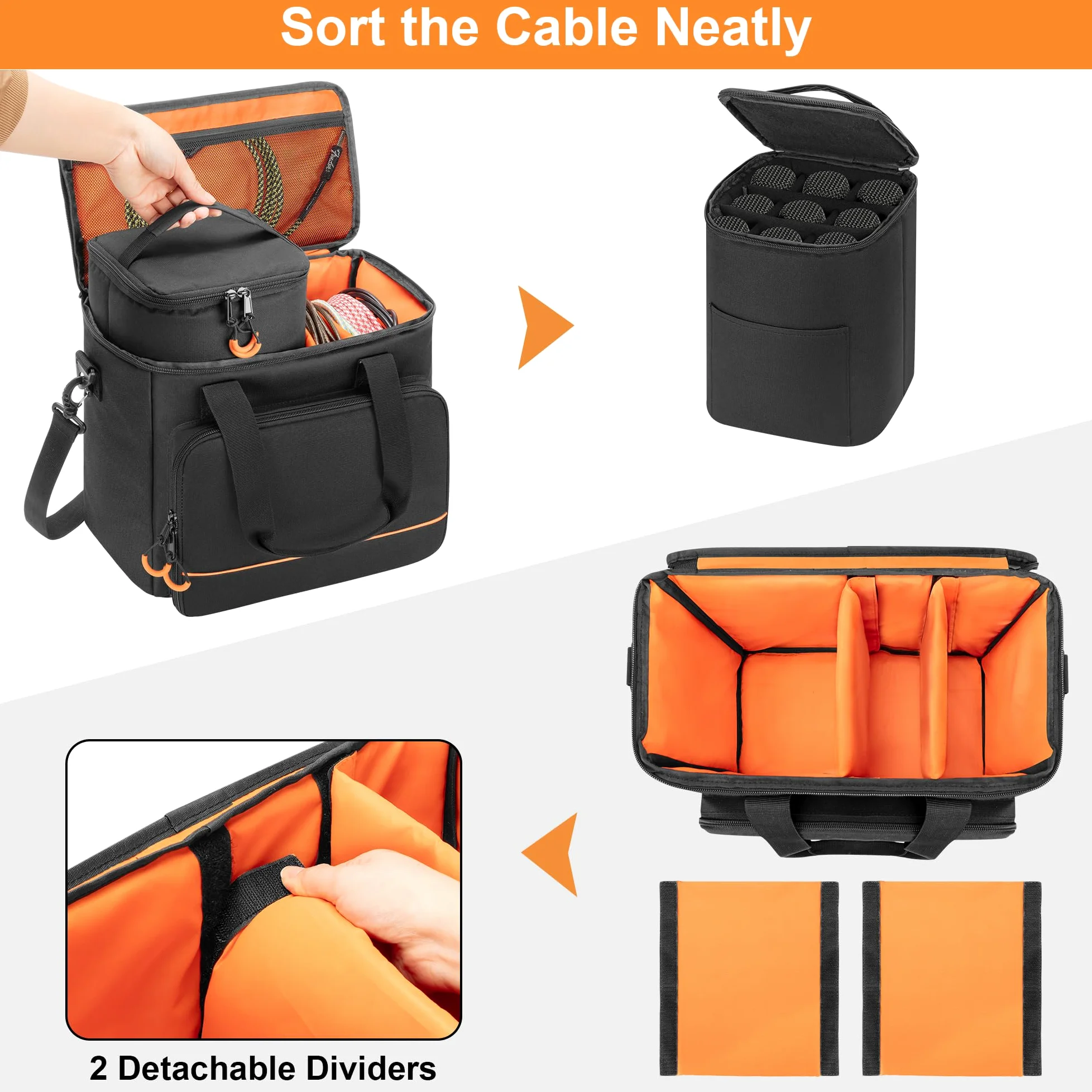 PGmoon Custodia per Microfono Wireless a 9 Slot, Borsa per Microfono da Viaggio Custodia per Microfono per Sistema Microfonico Portatile per Canto, Karaoke, Feste (Design Brevettato)