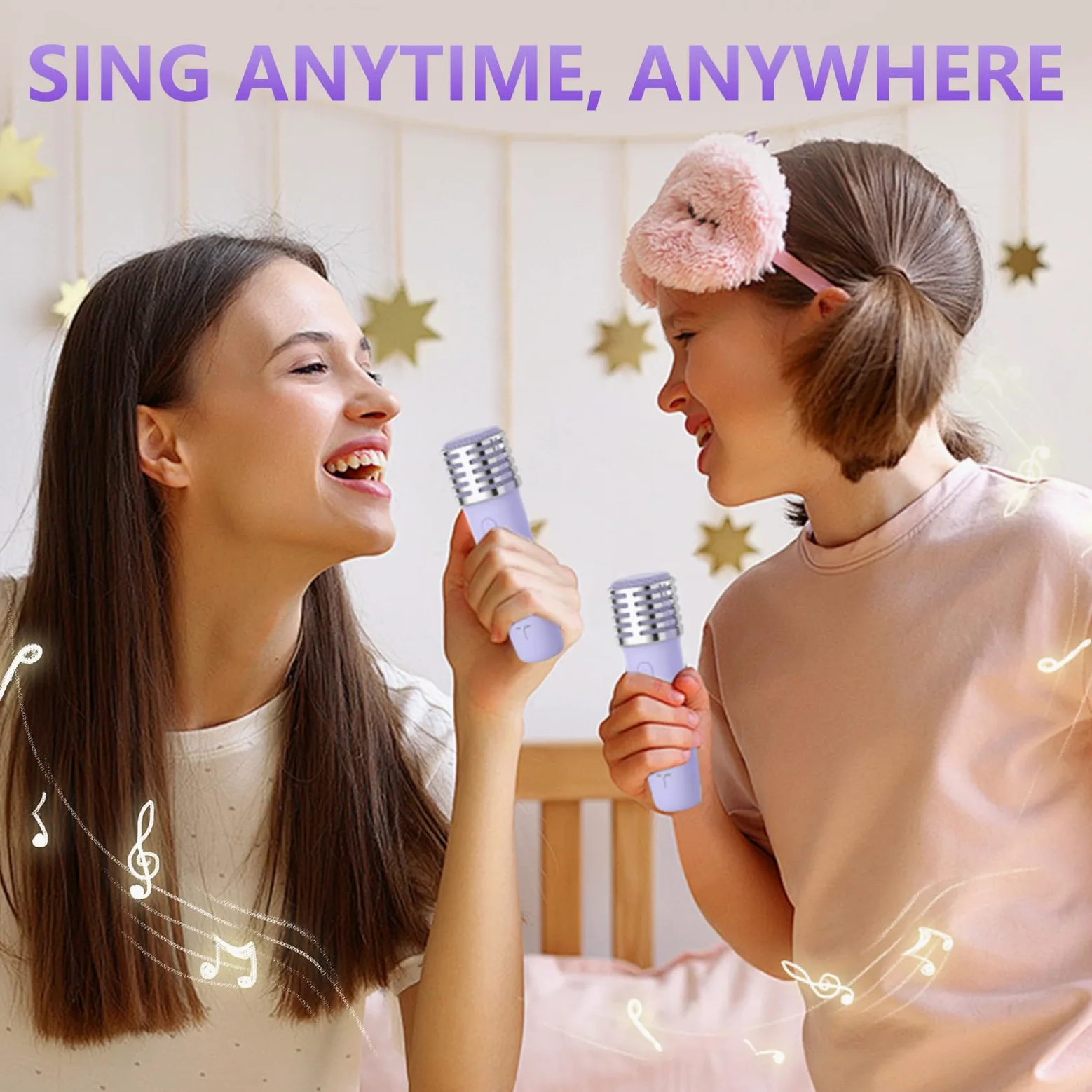 Karaoke per Bambini con 2 Microfono, Regalo Bambina 3-12 Anni Microfono Bluetooth Per Ragazzi e Ragazze, Portabile Macchina Karaoke con Design Supporto per Telefono, sistema PA per feste a casa(Viola)