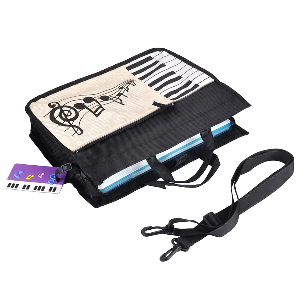 Music Bag - Borsa per la musica, in cotone spesso, con motivo musicale, motivo note, a, 1