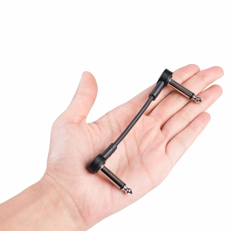 Rayzm cavo patch piatto per chitarra, cavo di collegamento da 6.35mm per effetti chitarra/basso, cavo per pedaliera lungo 5cm (confezione da 6)