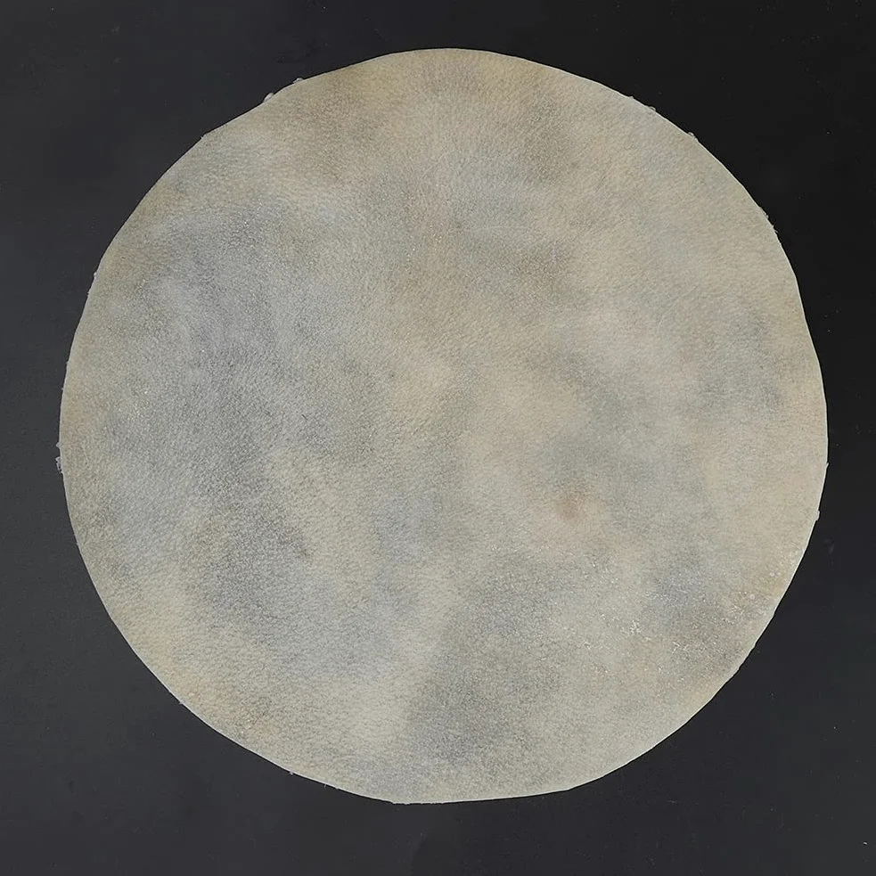 Testa di Bufalo in Pelle Forma Rotonda per Tamburo Bongo Africano - 2 Pezzi - Beige
