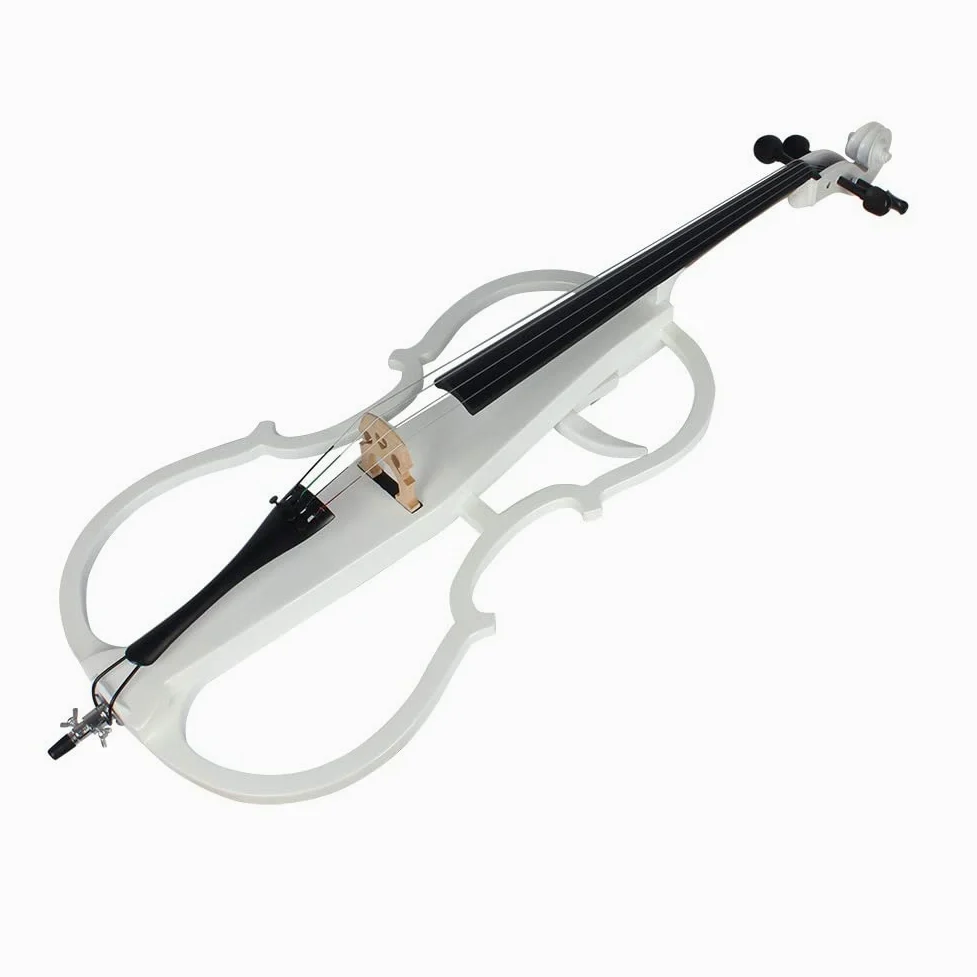 Violoncello elettrico in legno massello 4/4 per principianti adulti con custodia per cuffie con sintonizzatore a ponte ad arco