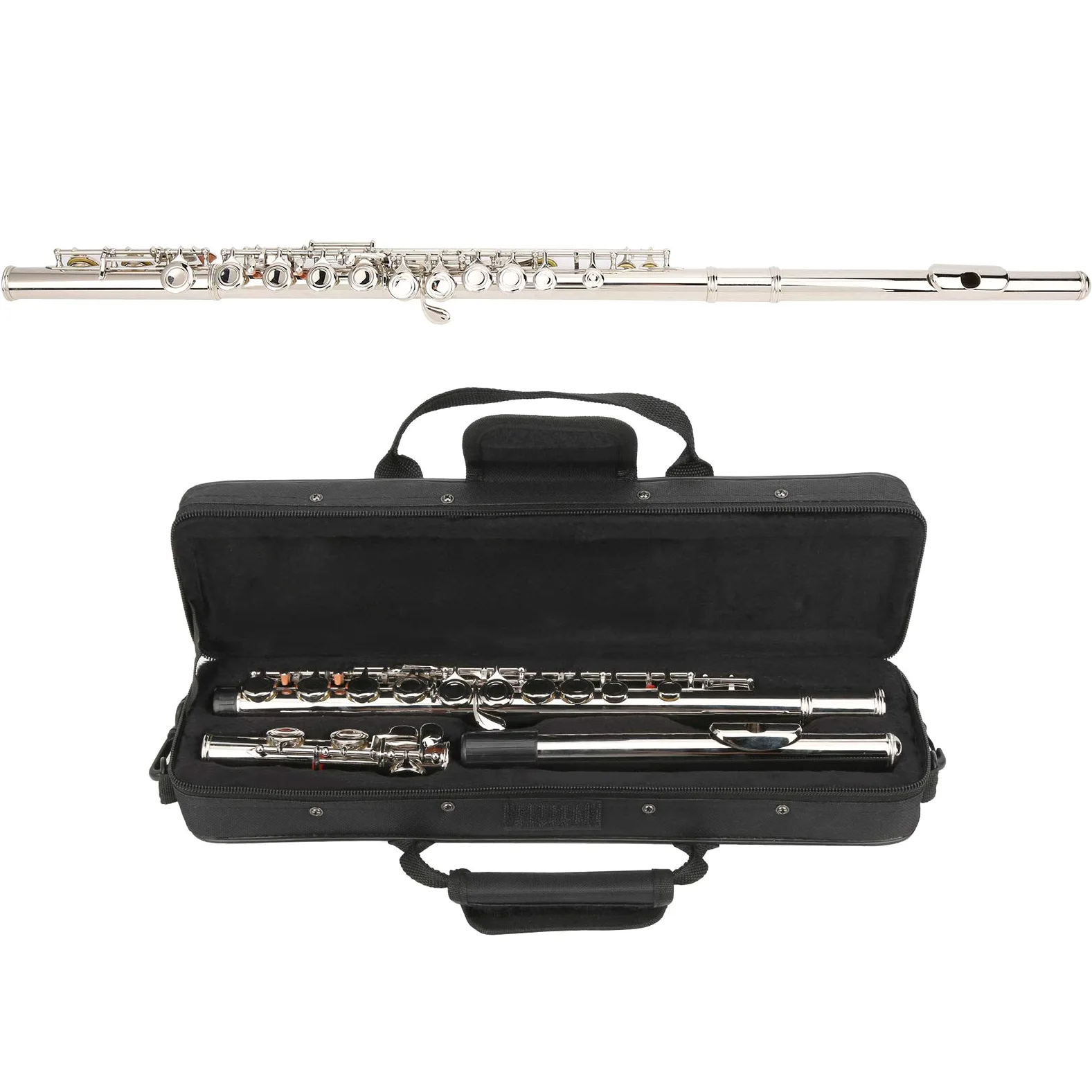 Flauto d'argento, alta qualità squisita ed elegante flauto a 16 fori C buona pertormance principianti per la casa(Silver)