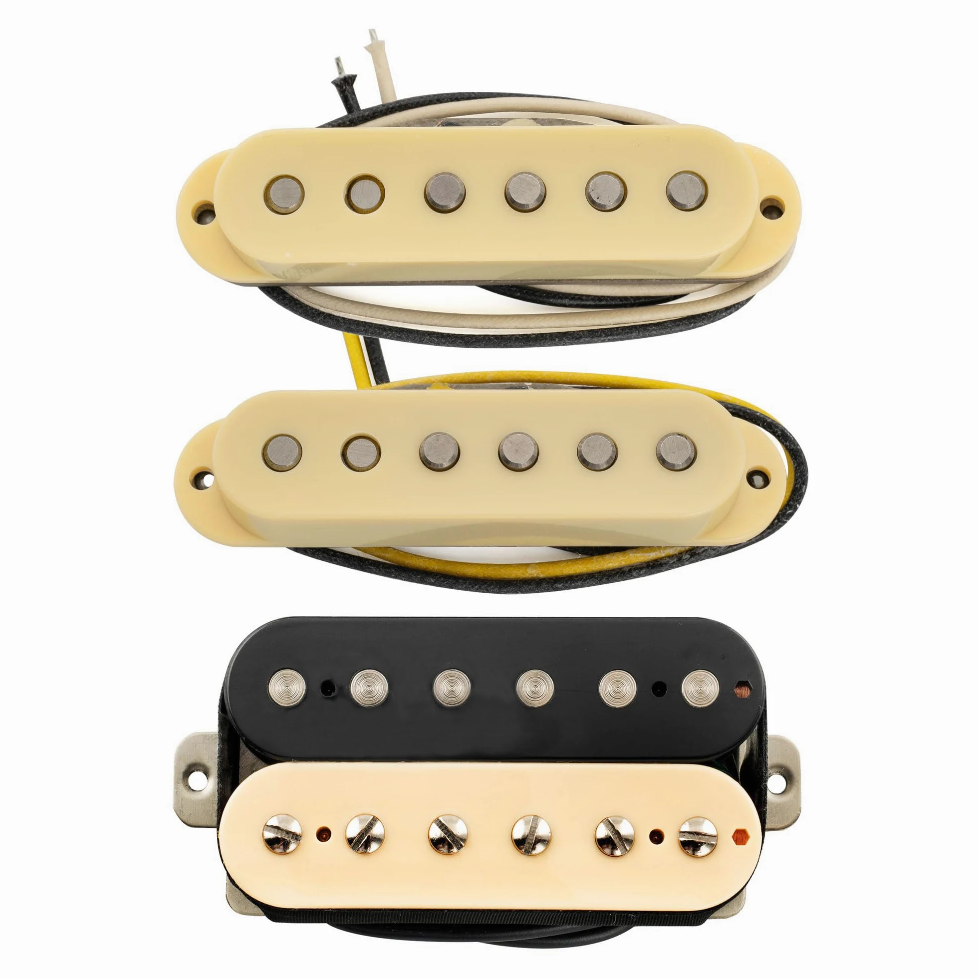 Musiclily Pro ST-TX Alnico 5 Pickup Single Coil e Humbucker Scoperto ST-HSS Manico Centrale Ponte Set per Chitarra Elettrica tipo Strat, Zebra