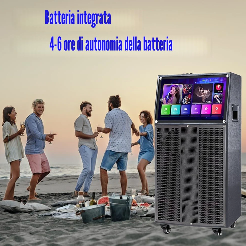 Outdoor quadrato danza, canto, guardare film, audio touch screen portatile con Bluetooth schermo del telefono cellulare proiezione karaoke macchina set