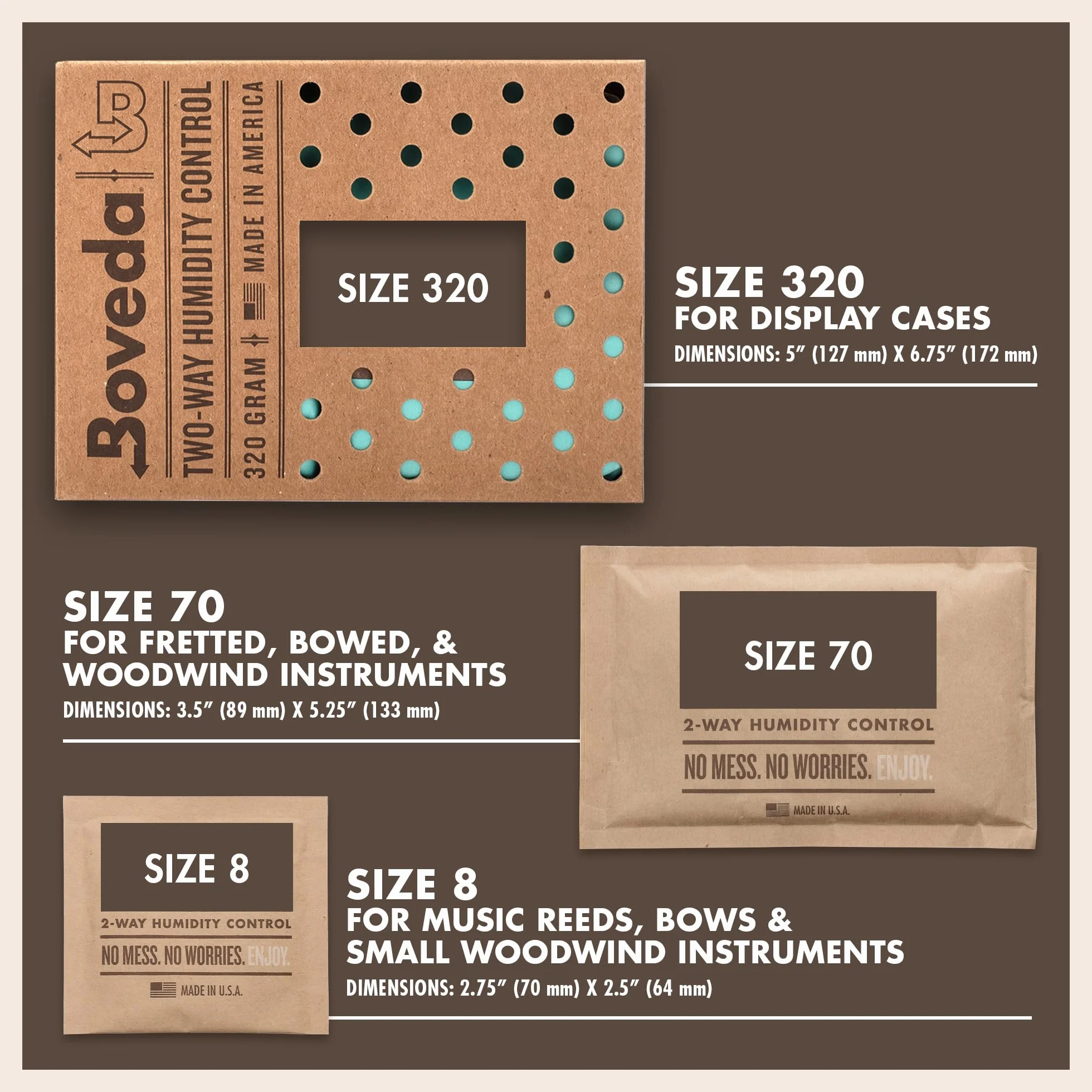 Boveda Music Small Starter Kit - (1) 49% RH Standard Boveda - Controllo dell'umidità bidirezionale ideale per la maggior parte dei CLIMI - per ukulele, violino, clarinetto e altri piccoli strumenti in