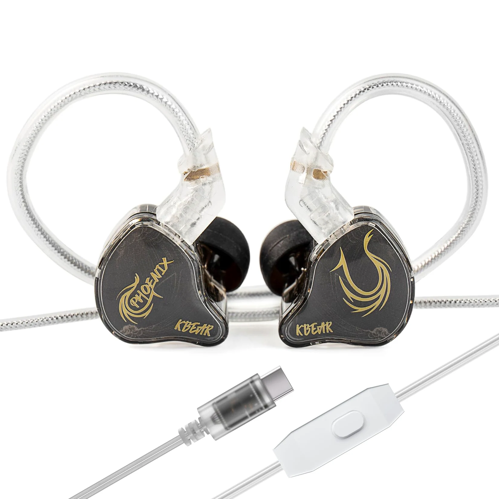 keephifi KBEAR Phoenix IEM, auricolari cablati USB C, doppio foglio di alluminio, doppio magnete DD da 10mm, cuffie DJ con diaframma in PET, monitor in-ear con bassi profondi per il gaming con