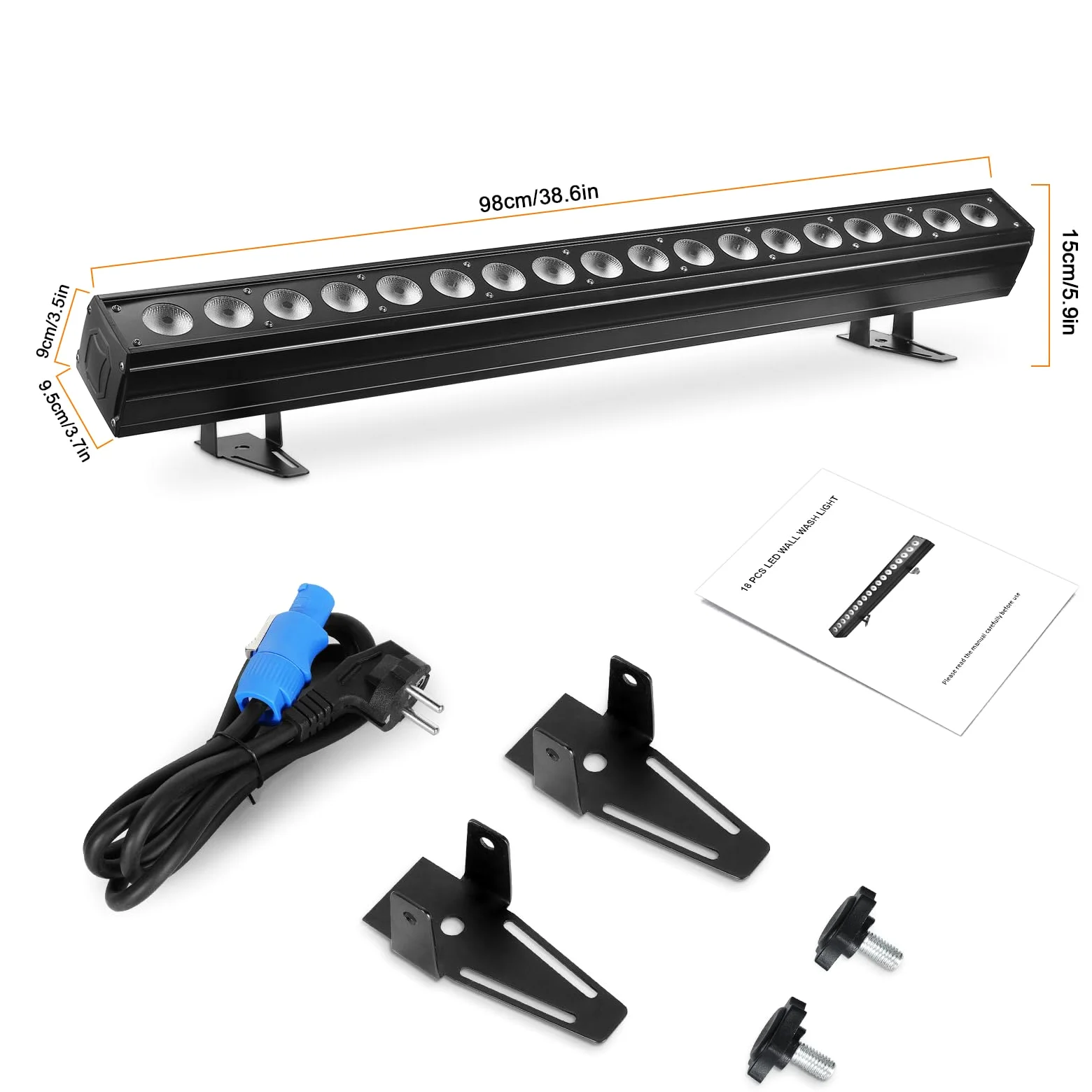 Barra Luminosa Wallwasher, 18pcs 6 in1 LED 180W Fase Faretto Luci di Lavaggio Striscia di Lavaggio a Parete Controllo dmx512 per Discoteca Festa Chiesa Compleanno Matrimonio(1 pezzo)