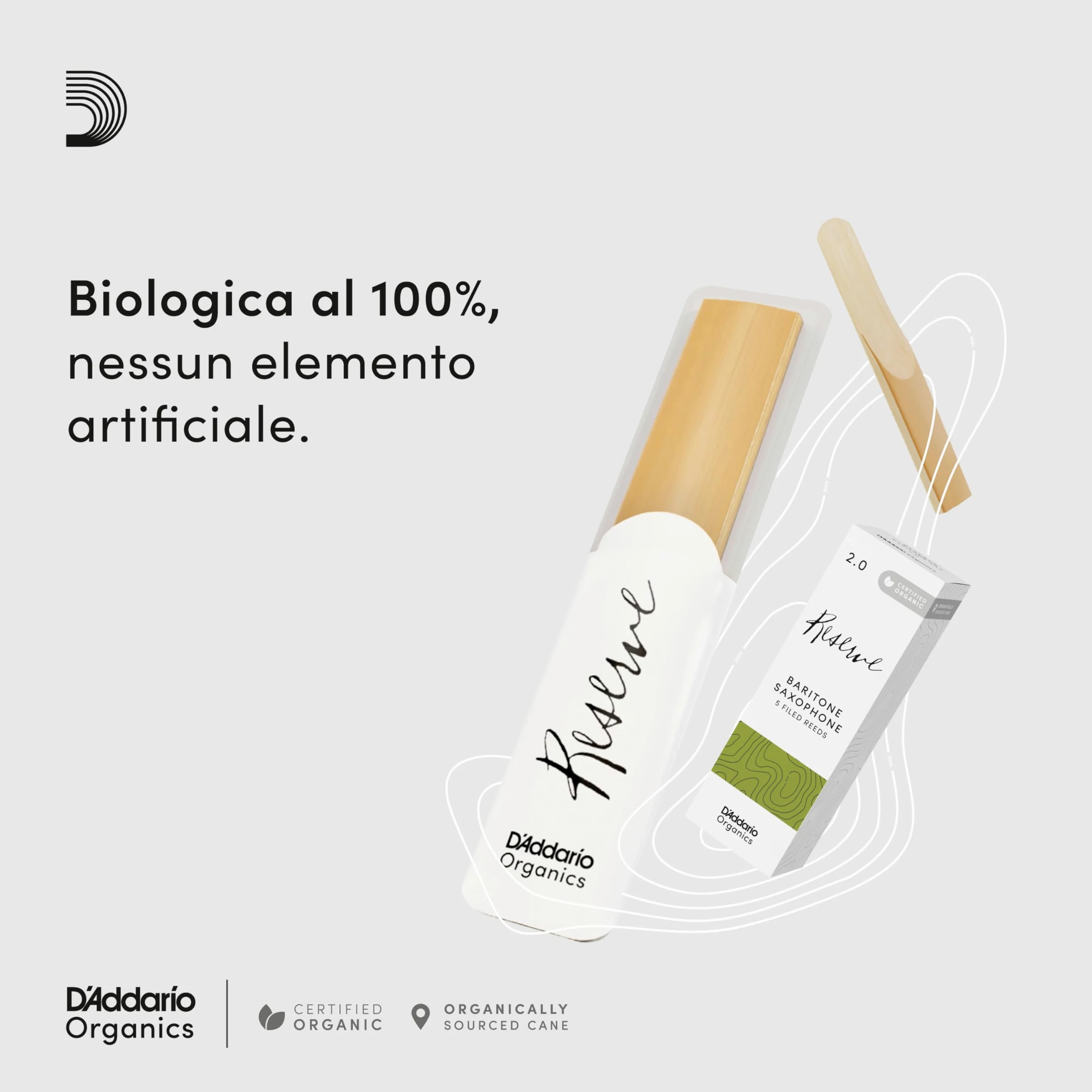 D'Addario Organic Reserve Alto Ance per Sassofono - Ance per Sax - La prima e unica Ancia Biologica - 3.0 La Forza, 10 Pacchetto