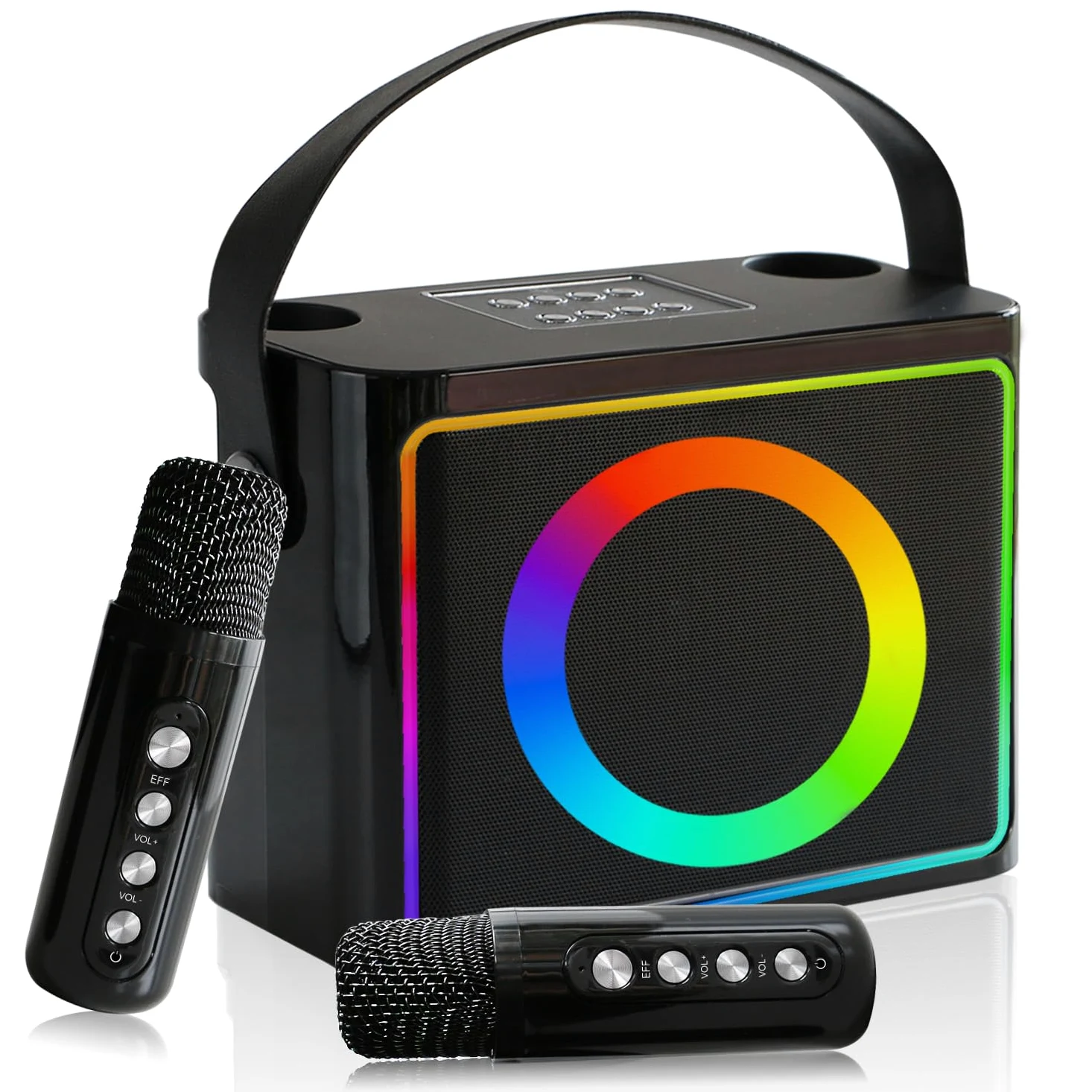 Karaoke con Microfono, Cassa Karaoke Professionale Completo per Bambini e Adulti, altoparlante Bluetooth portatile cassa con microfono, supporta schede TF/USB,AUX
