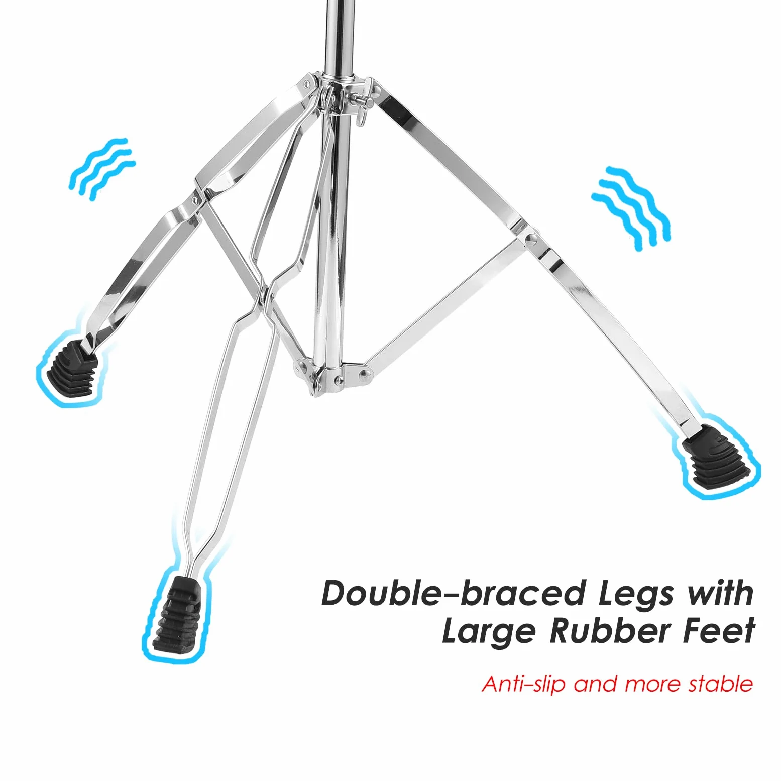 Supporto per piatti dritto e asta per piatti, gambe a doppio rinforzo in altezza e angolazione regolabili, supporto per batteria, supporto per piatti, supporto per piatti resistente, con