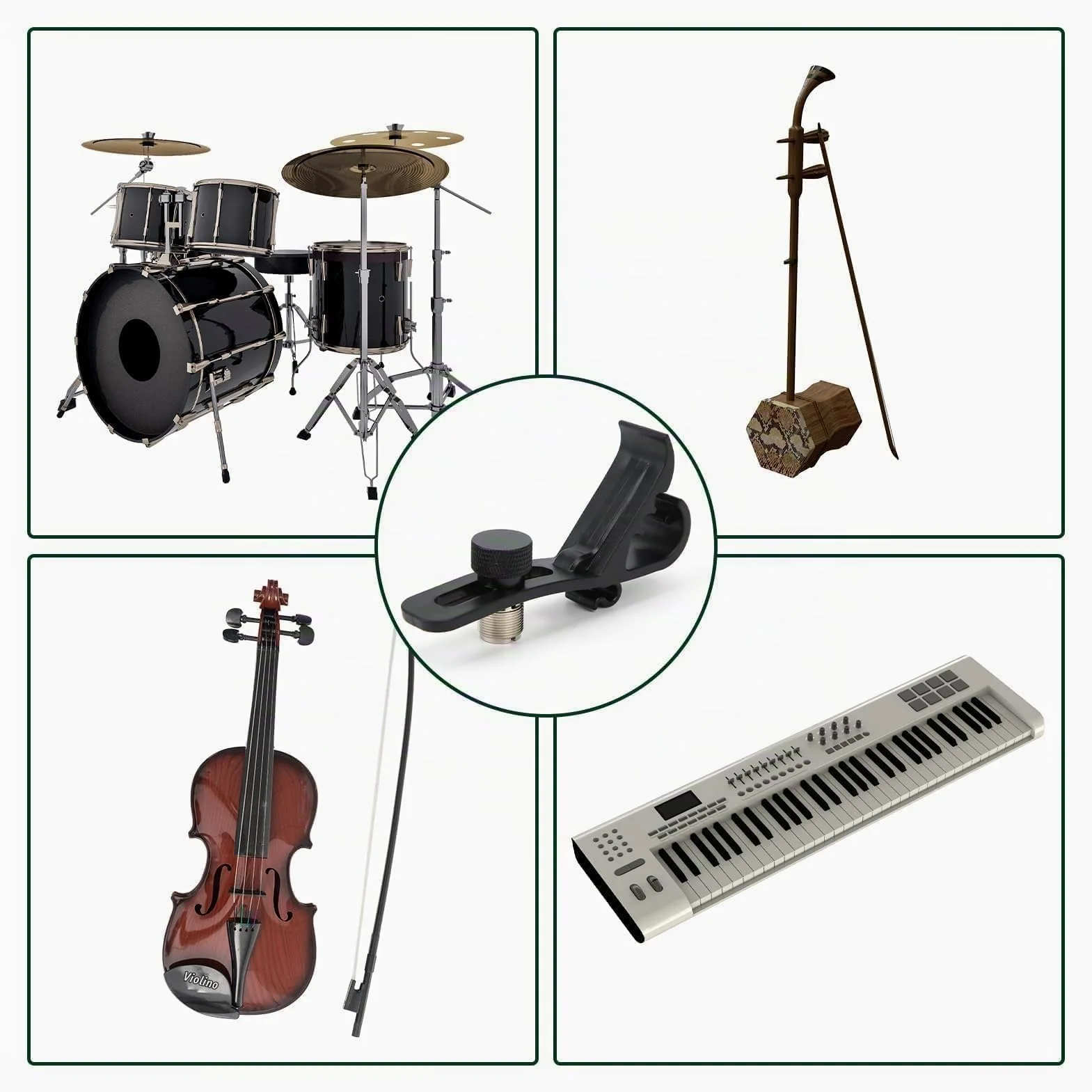 Drum Microphone Clip, 4Pcs Clip per Batteria per Microfono a Tamburo Morsetti Supporto per Tamburo per Microfono Antiurto Accessori per Microfoni per Bordo Tamburo