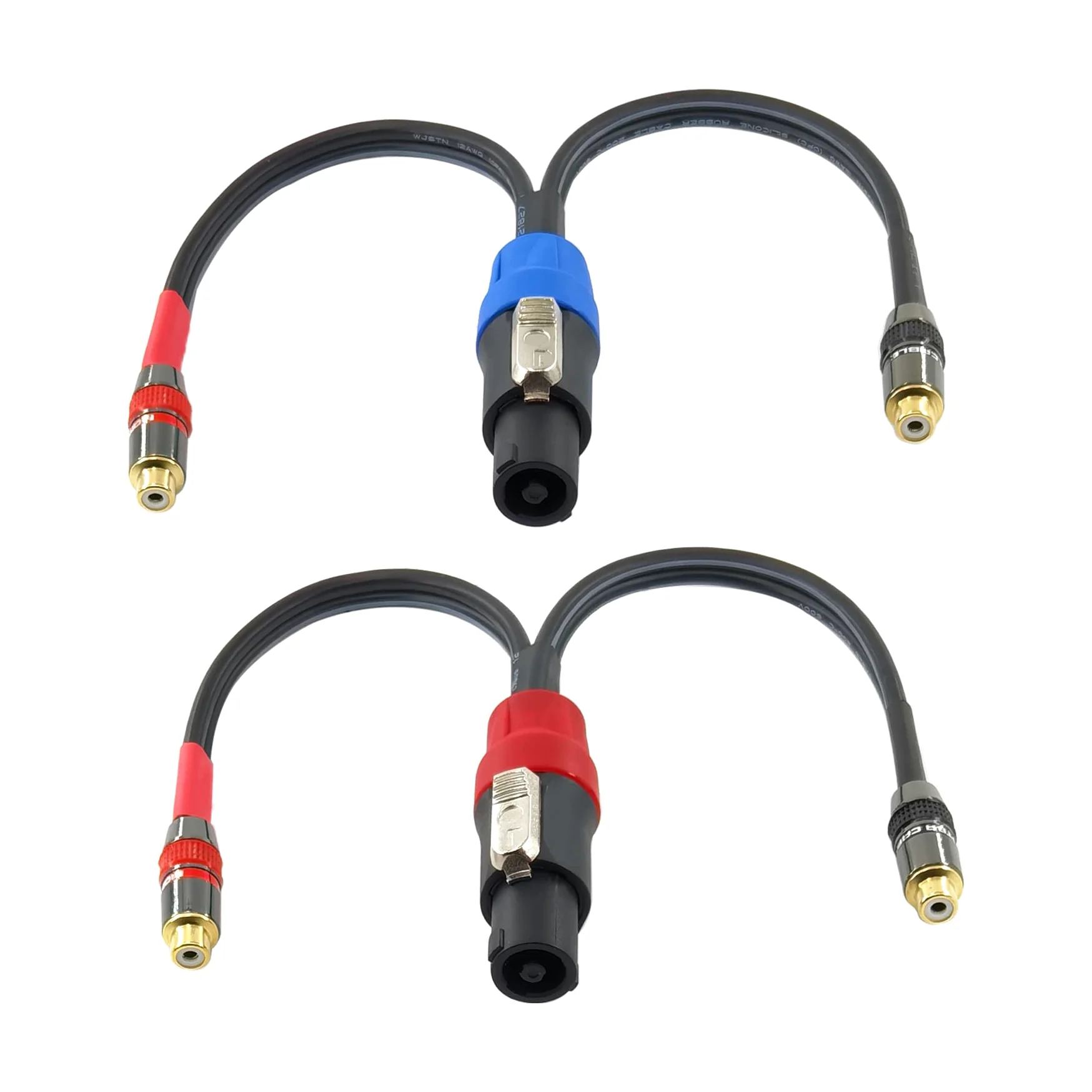 WJSTN Speak-on 4-Pole to Dual RCA Break Out Splitter Cable Speakon Splitter Cable,for Speaker (Speakon to RCA)