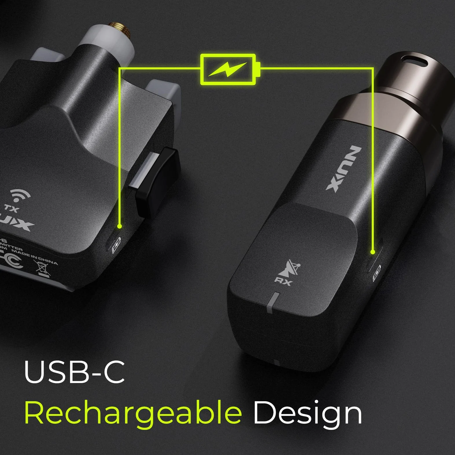 NUX B-6 - Sistema wireless per sassofono con custodia ricaricabile, portata 20m, audio 24 bit/44,1 kHz, microfono senza fili 2,4 GHz