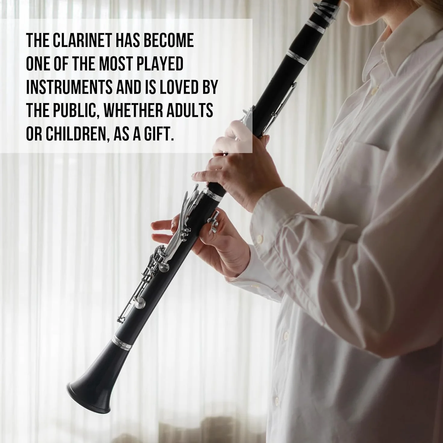 Clarinetto in Sib 17 Chiavi, B Flat Clarinetto per Principianti in Ebanite Nichelato, con Custodia Rigida Cleaning Kit, Strumenti a Fiato