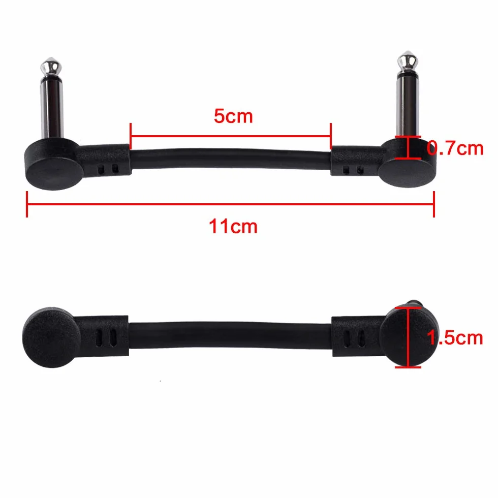 Rayzm cavo patch piatto per chitarra, cavo di collegamento da 6.35mm per effetti chitarra/basso, cavo per pedaliera lungo 5cm (confezione da 6)