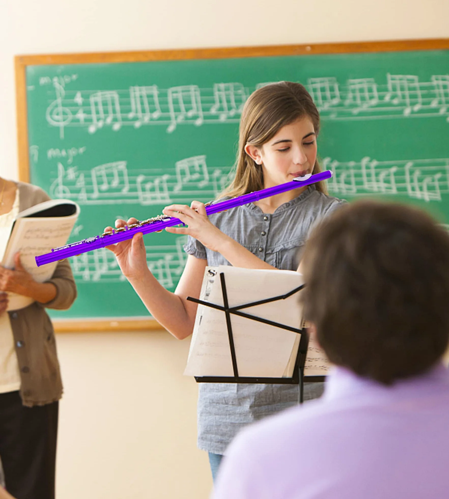 Vangoa Nickel Foro Chiuso 16 Tasti di C Studente Principiante Flauto per bambini Set di Strumenti Musicali con Custodia per il Trasporto Guanti per Supporto Asta di Pulizia e Panno,Viola