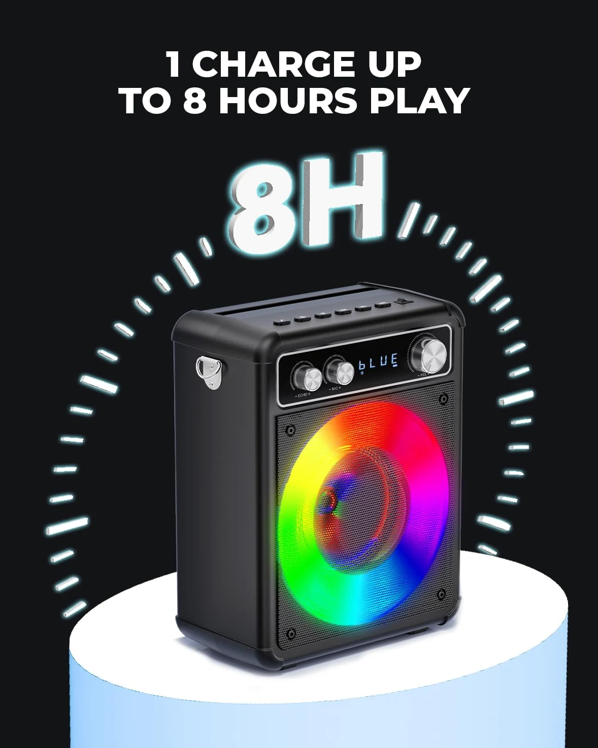 BONAOK Karaoke Machine, Sistema Karaoke Bluetooth con 2 Microfoni, Macchina Ricaricabile per il Karaoke Party, Music Box con Effetto Luci, Supporto TF USB per Home Party