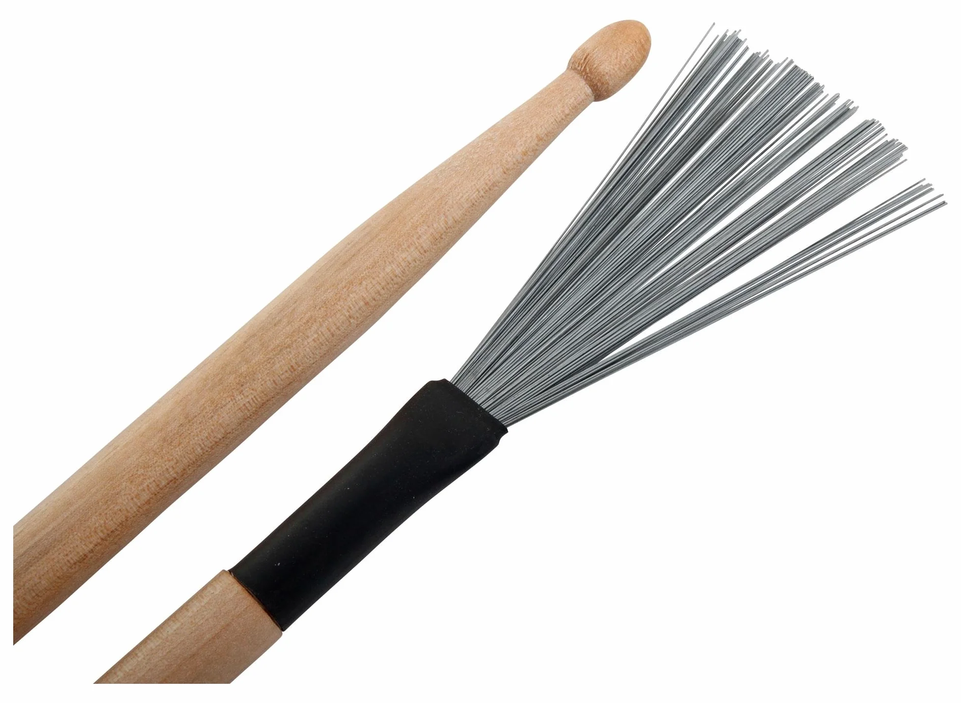XDrum WTD-1L Wire Tap Drumstick Brushes lunghi (combinazione spazzole e bacchette jazz, spazzole e bacchette in uno, versatile, lunghezza totale: 37cm, apertura spazzole: 6,5cm)