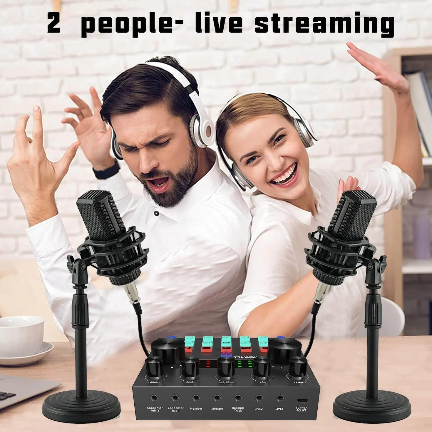 Console DJ Mixer Audio Karaoke con Microfono Scheda Audio Con Voce, Sicomne Interfaccia Mixer Audio PC Professionale Consolle da DJ Bluetooth USB Streaming Karaoke Pacchetto Attrezzatura Podcast