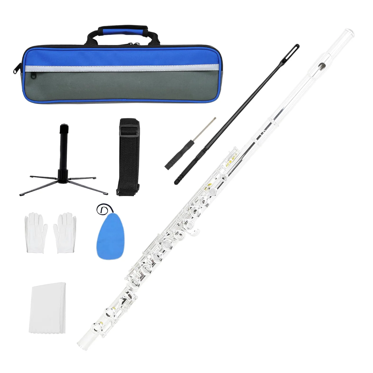 Flauto professionale a 16 fori con chiave E Tono C Flauto a fori chiusi con sacchetto Panno per pulizia Stick per principianti per studenti con chiave E