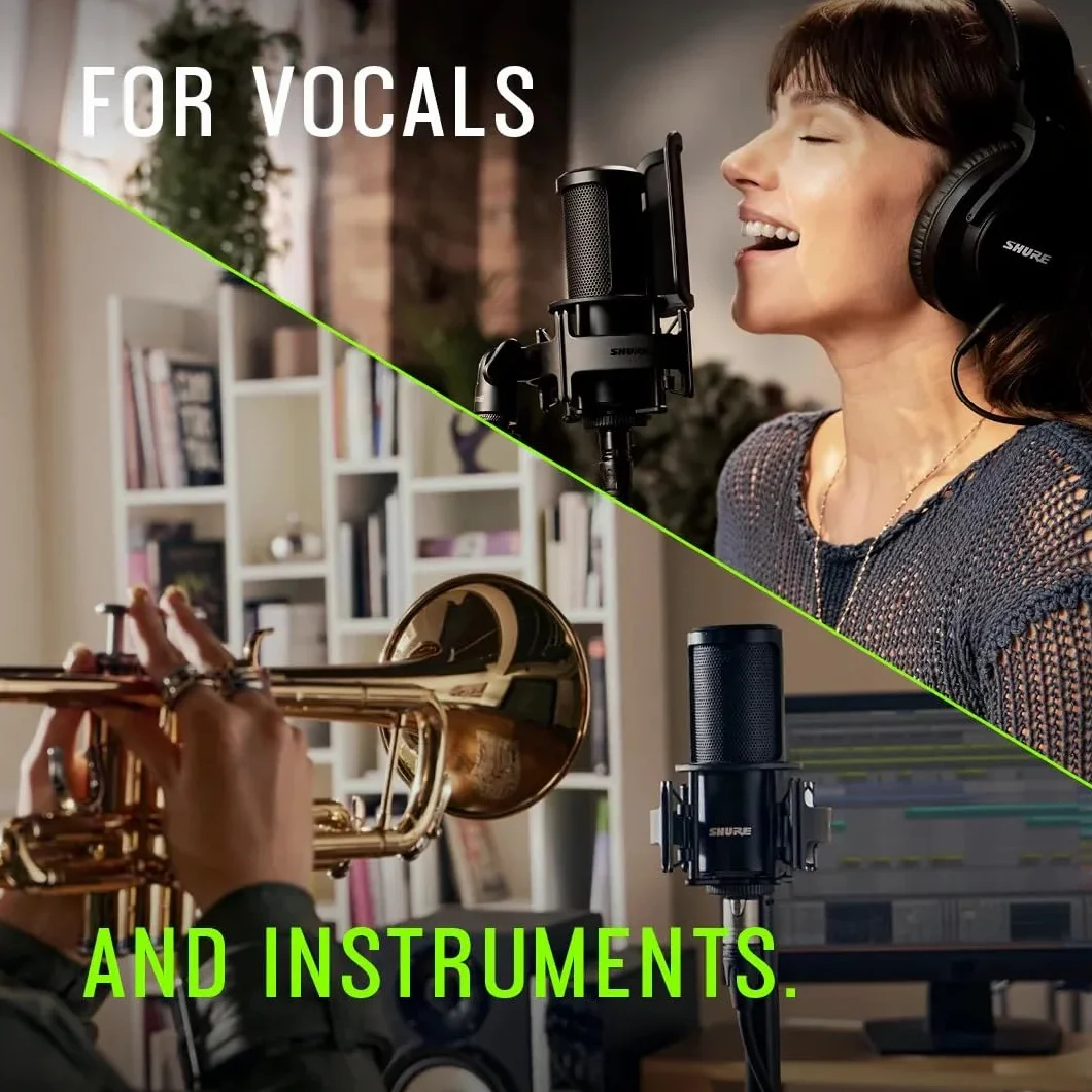 Shure SM4 Studio Recording Microphone Kit, XLR Home Studio Condenser Mic Optimized for Soft Vocals to Loud Instruments with Mix-Ready Audio All-Metal Construction (SM4-K-KIT)