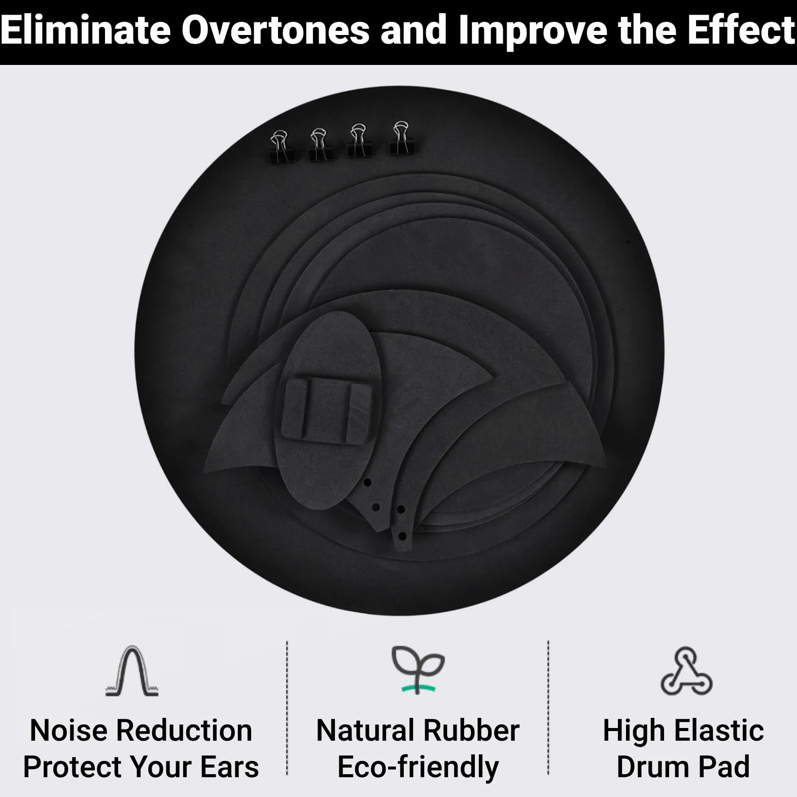 Set di Silenziatori per Batteria, 10 Pezzi, Pad in Gomma e Schiuma da 5mm per Piatti e Grancassa