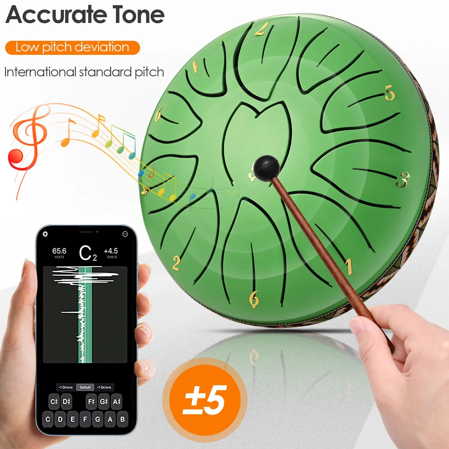 Steel Tongue Drum 6 Pollici 11 Note Tamburo in Acciaio Handpan Tamburo Strumento a Percussione con Bacchette per Tamburi e Borsa per Meditazione Yoga Zazen