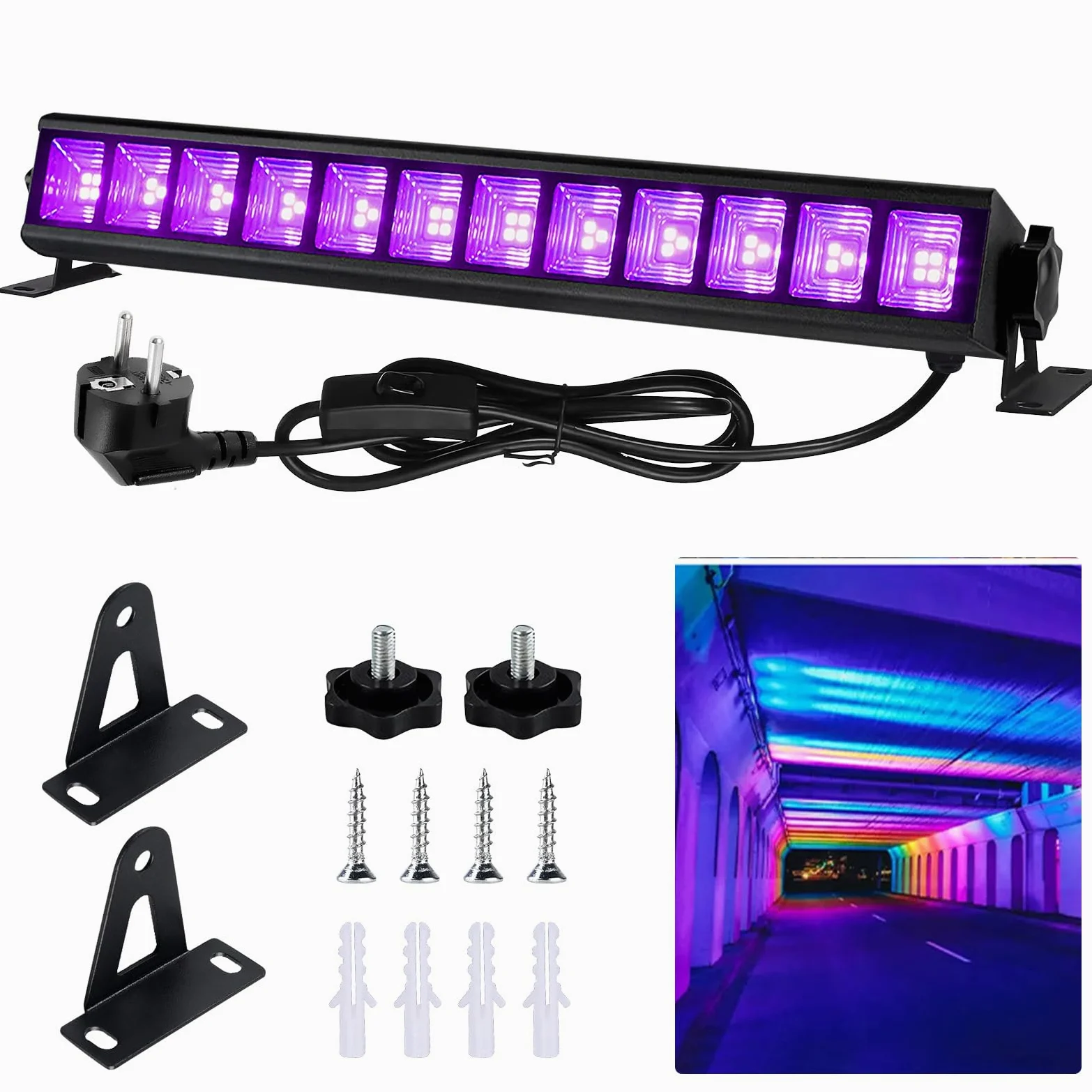 BORDEAG Lampada Di Luce Nera, 36 W LED UV, Barra LED UV A 395 Nm Per Feste A Luce Nera Per Fluo Decorare Bar Halloween Festa Glow Pittura Fluorescente