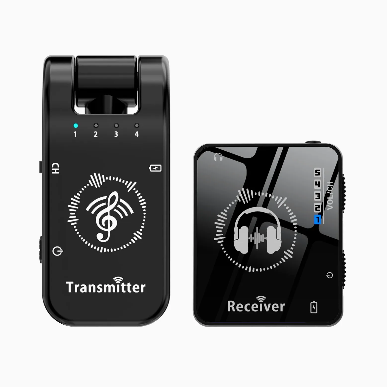 Hanzete 2.4G Wireless In-Ear Monitor System Trasmettitore Rotazione 282° Portatile Collare Clip Ricevitore Ricaricabile Accoppiamento Automatico Bassa Latenza 39,9m