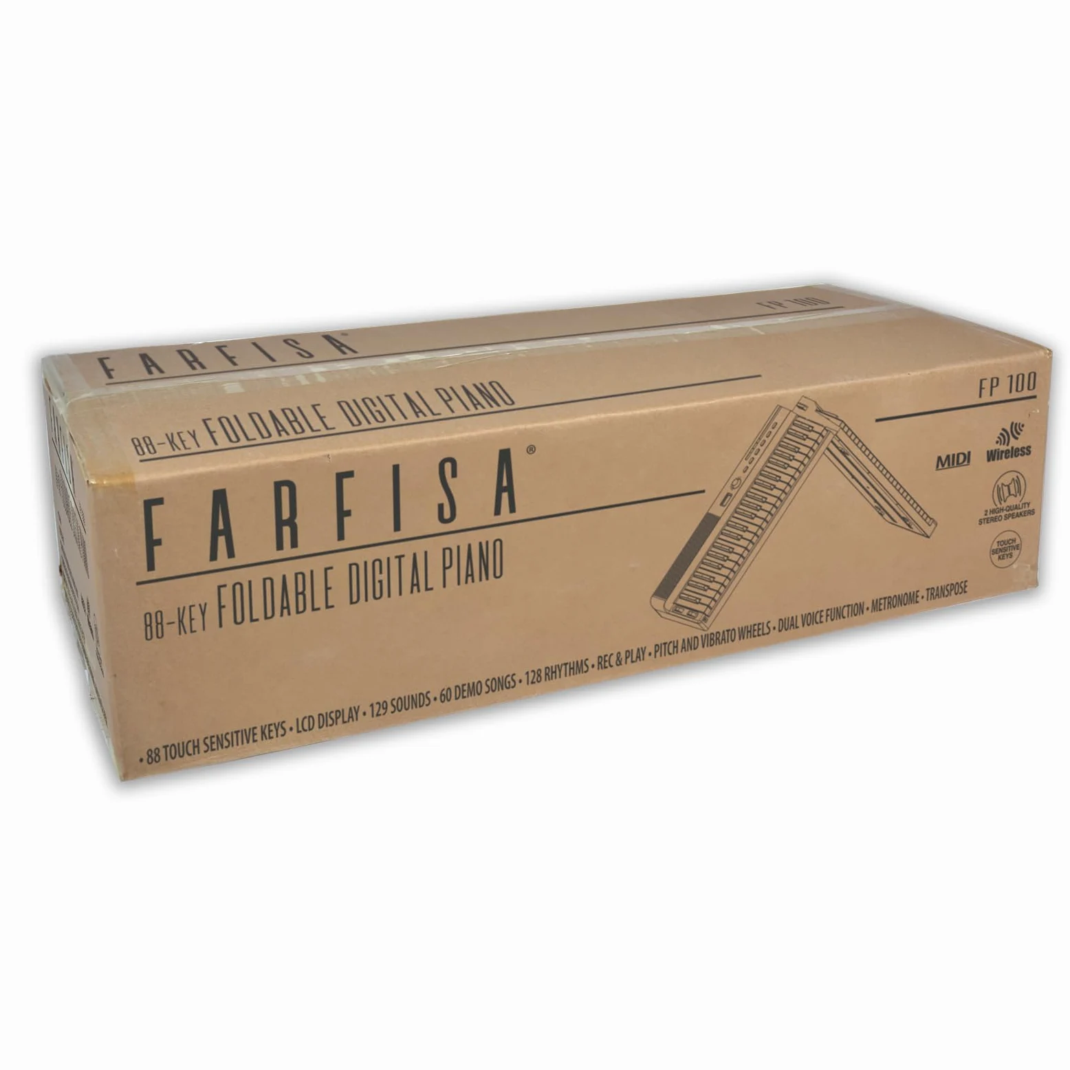 Farfisa | Piano Digitale MIDI Pieghevole e Portatile a 88 Tasti con funzione Touch, 2 Altoparlanti Stereo e Funzioni Didattiche Integrate, 126x25x6 cm