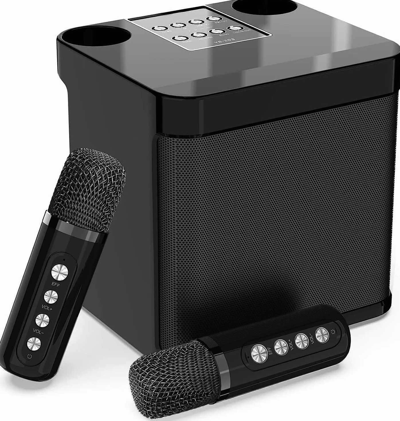 Altoparlante Bluetooth senza fili con 2 microfoni canta tu per karaoke Sistema PA portatile per feste, attività, supporto AUX, scheda USB/TF (nero)
