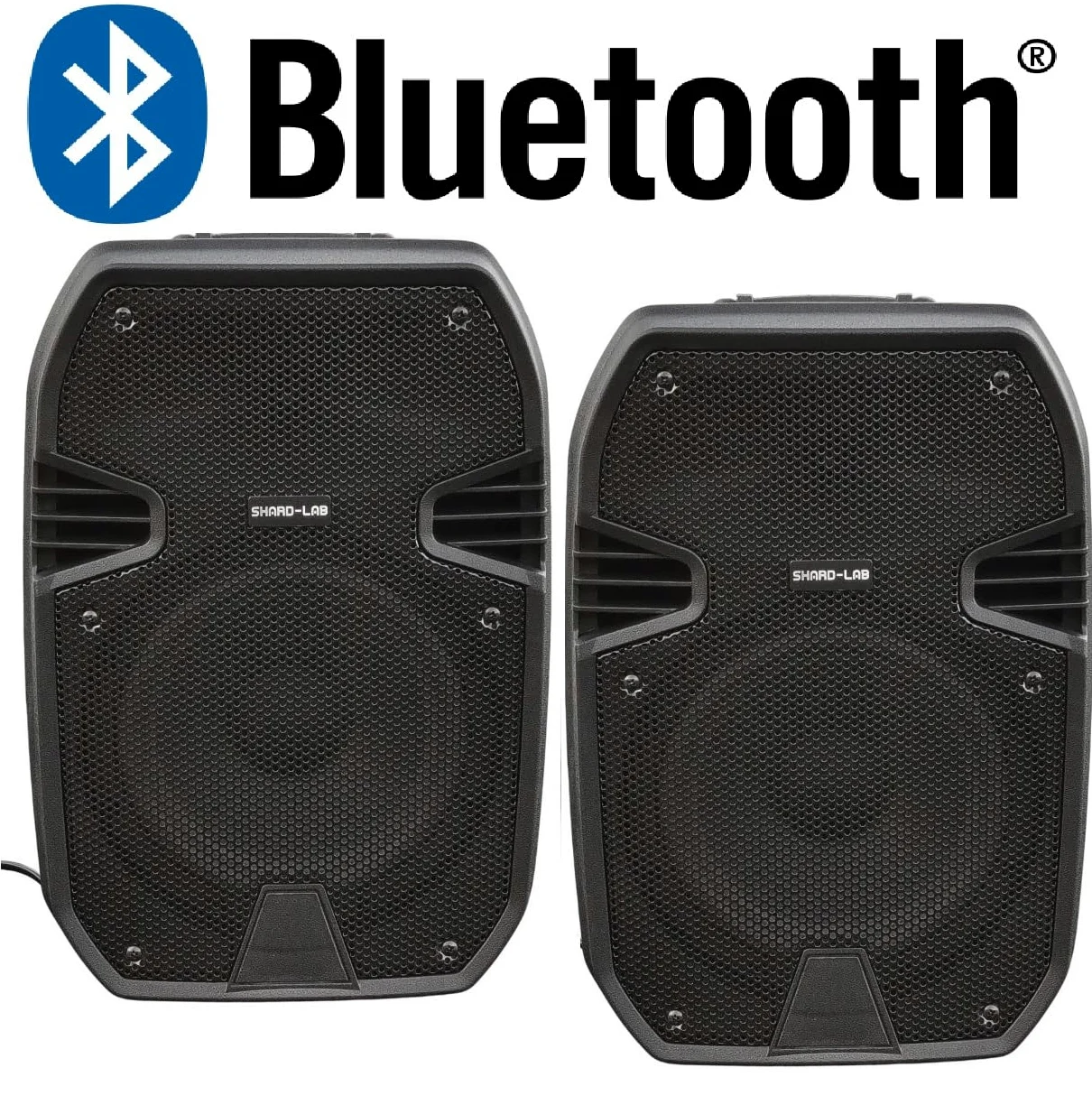 COPPIA CASSE AMPLIFICATE ATTIVE KARAOKE DJ PALESTRA 400W 8" con bluetooth + radio + usb/sd