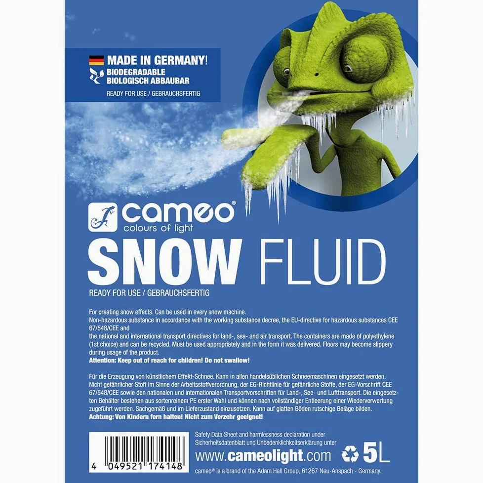 Cameo SNOW FLUID 5 L - Liquido speciale per macchine effetto neve per la produzione di schiuma da 5 l