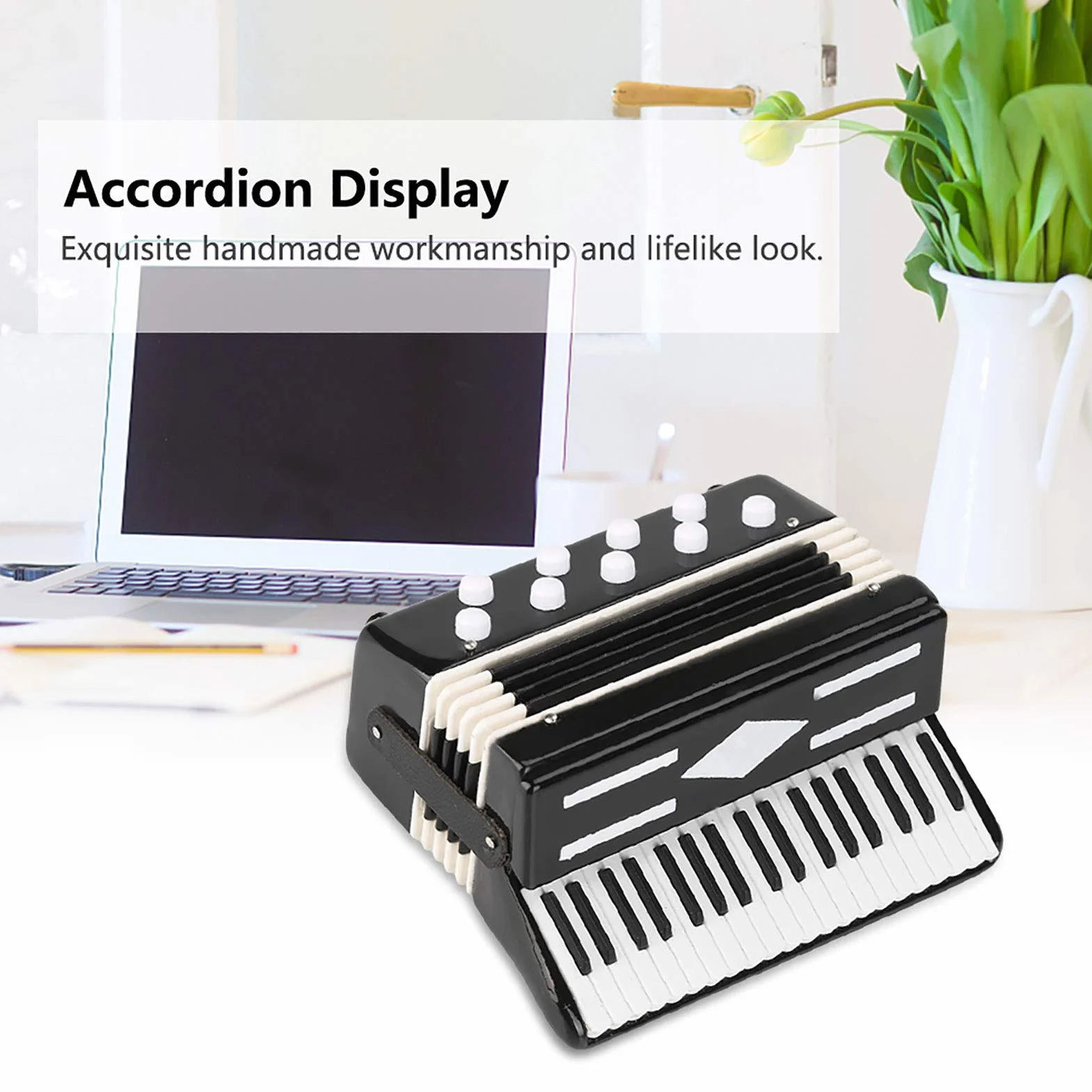 Moo di Fisarmonica In Miniatura, Display per Fisarmonica da 3 Mini Ornamenti Decorativi per Strumenti Musicali con Scatola