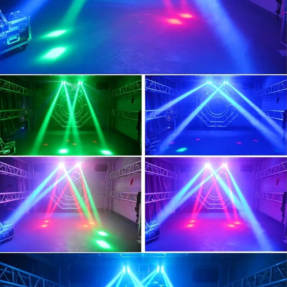 Confezione da 2 faretti Beam Spider Beam 83 Gunner Smoke con LED RGBW e controllo DMX - Luce da festa, luce flash lampadario Proiettore audio automatico per bar, club, discoteche, feste, DJ e