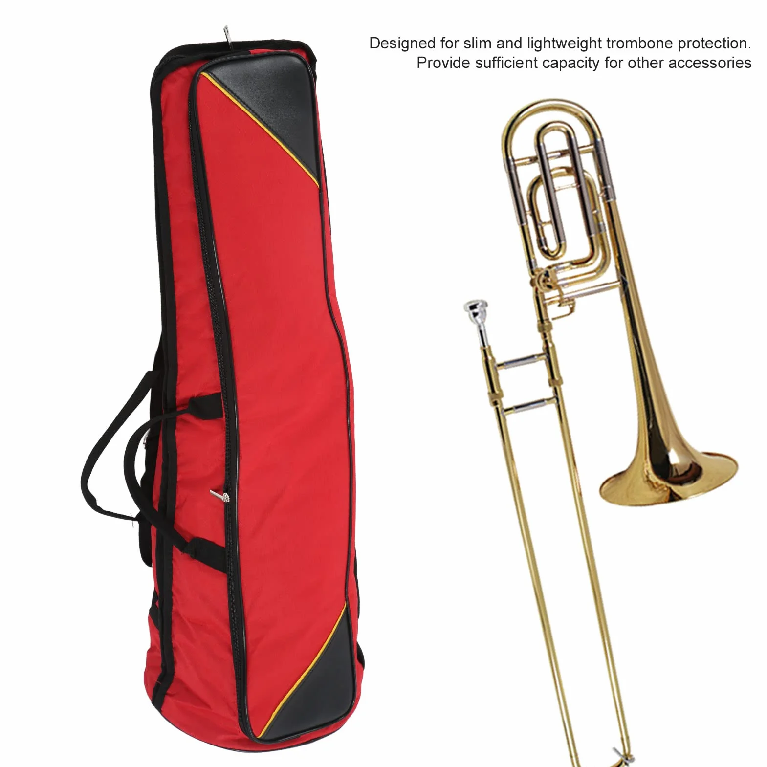Borsa per Trombone, Custodia Morbida Imbottita in Tessuto Oxford Impermeabile con Maniglia e Tracolla, per Strumenti Musicali e Accessori, Design Funzionale per Musicisti in Viaggio
