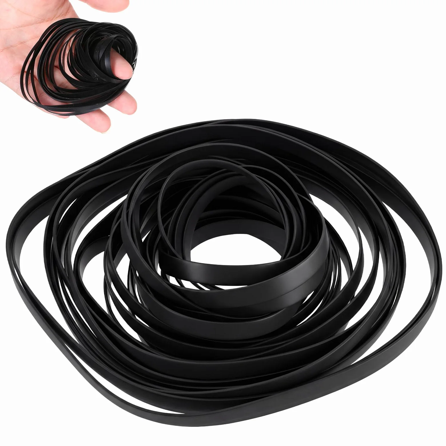 50 cinghie in gomma per registratori a cassetta, per riparazione e manutenzione, 40-135 mm, dimensioni miste, larghezza 4 mm, cinghie piatte per ripetitori DVD, CD, LD, VCR