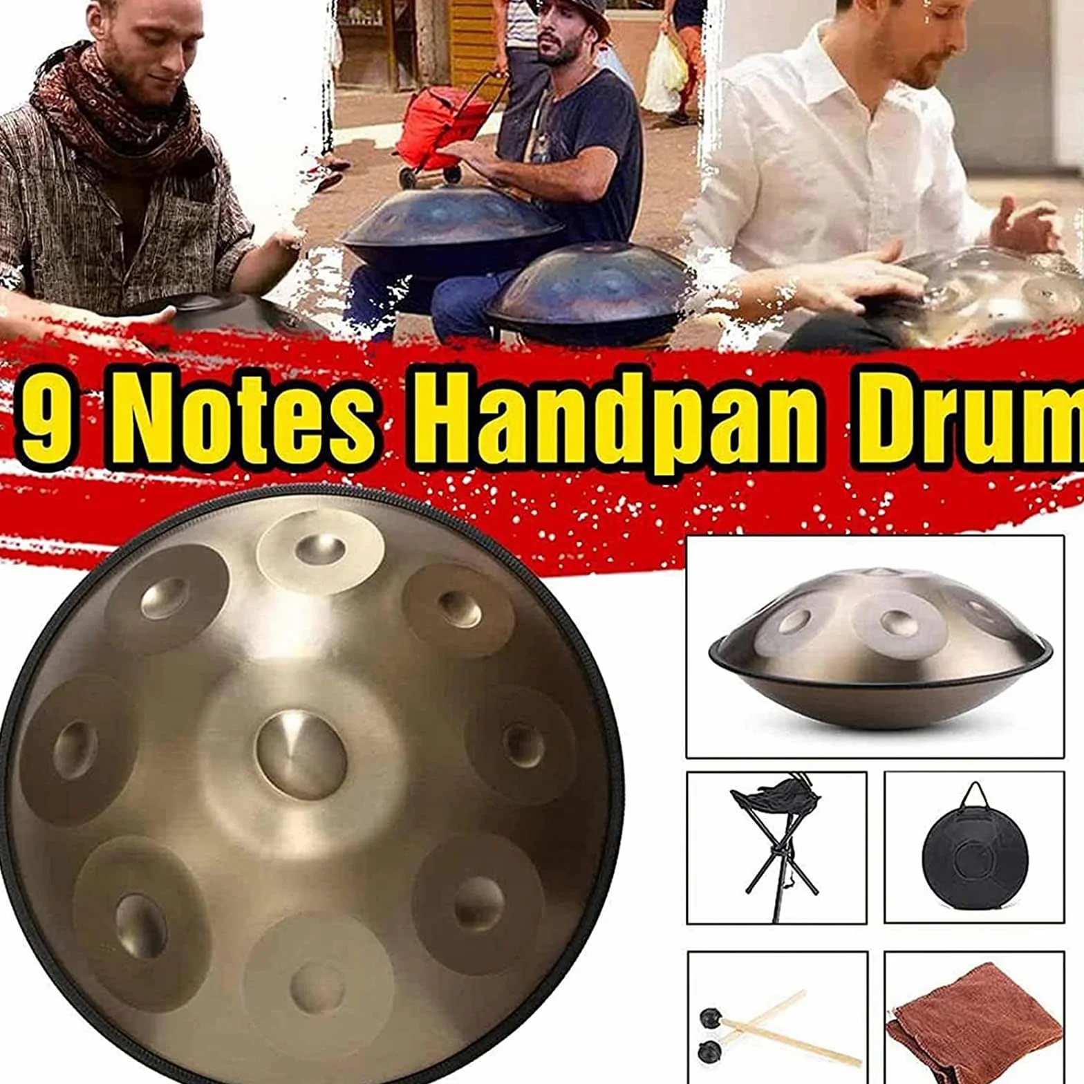Tamburo A Mano In Acciaio Da 22 Pollici Strumento A Tamburo Handpan, Alto Livello Di Qualità, Alto Livello Di Qualità, Produce Una Risonanza Piacevole 440HZ