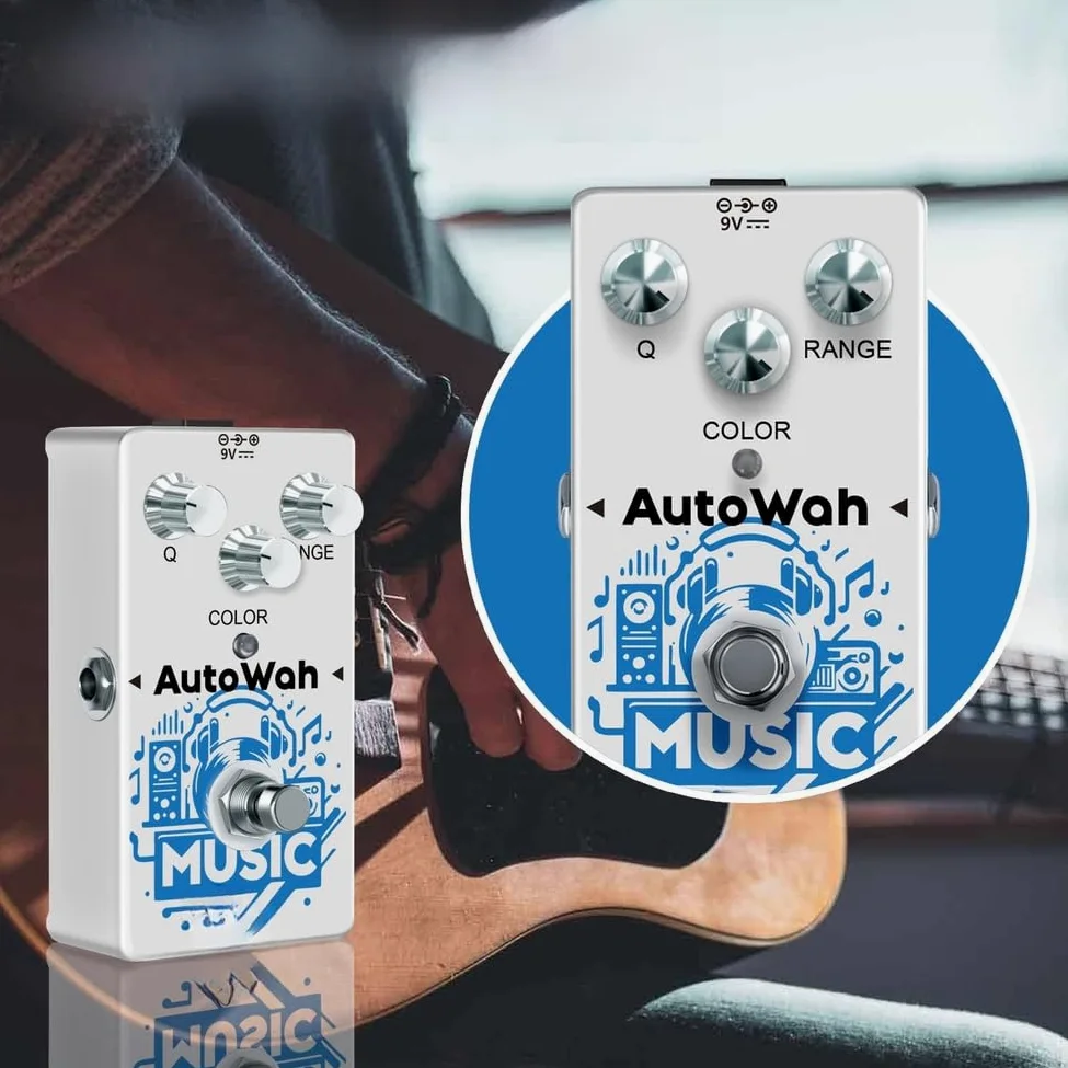 Pedale effetto Wah per chitarra Rowin RE-08 con alloggiamento in lega di zinco che garantisce una struttura solida e una risposta wah coerente