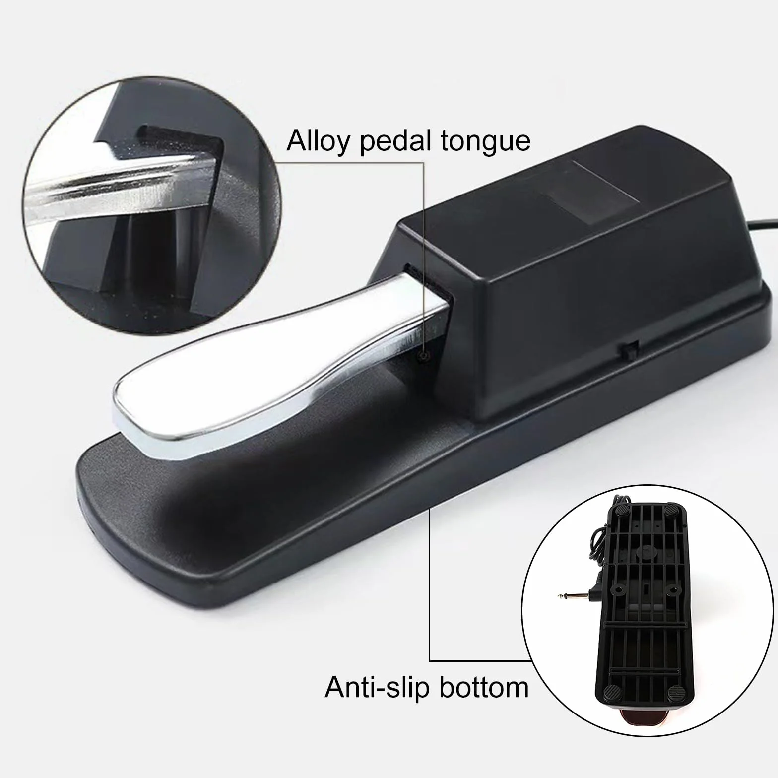 Pedale Sustain per Pianoforte, Non-Slip Damper Pedal, Pedale Sustain per Tastiera Keyboard, per Tastiera Elettronica, Pianola, Pianoforte Digitale, con fondo Antiscivolo, Connettore da 6.5​​mm