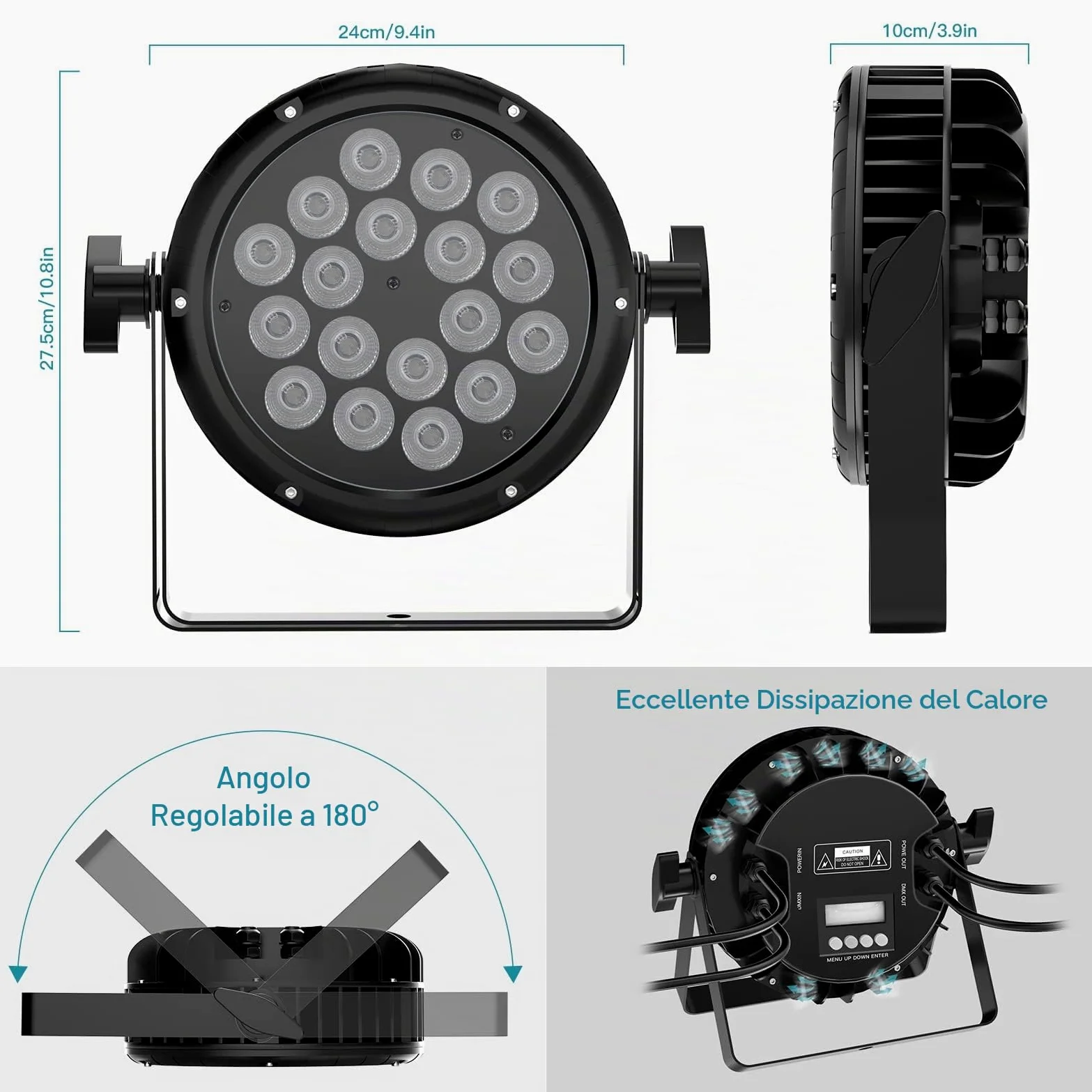U`King Par LED RGBW IP65 Impermeabili, 180W Luci da Palco Esterni Discoteca Effetti con Impermeabile Cavo, Faretti Luci di Scena per Discoteca Matrimoni all'Aperto Natale Feste
