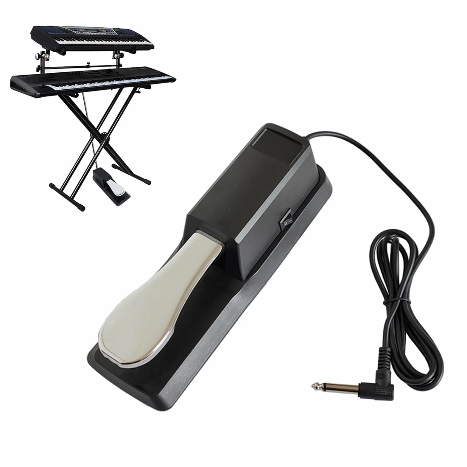 Pedale Sustain per Pianoforte, Non-Slip Damper Pedal, Pedale Sustain per Tastiera Keyboard, per Tastiera Elettronica, Pianola, Pianoforte Digitale, con fondo Antiscivolo, Connettore da 6.5​​mm