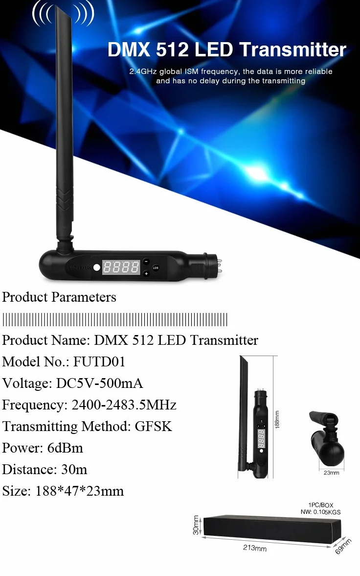LGIDTECH FUTD01 Mi.Light DMX512 trasmettitore, funziona solo con console DMX512, non funziona con software per computer e oscilloscopio