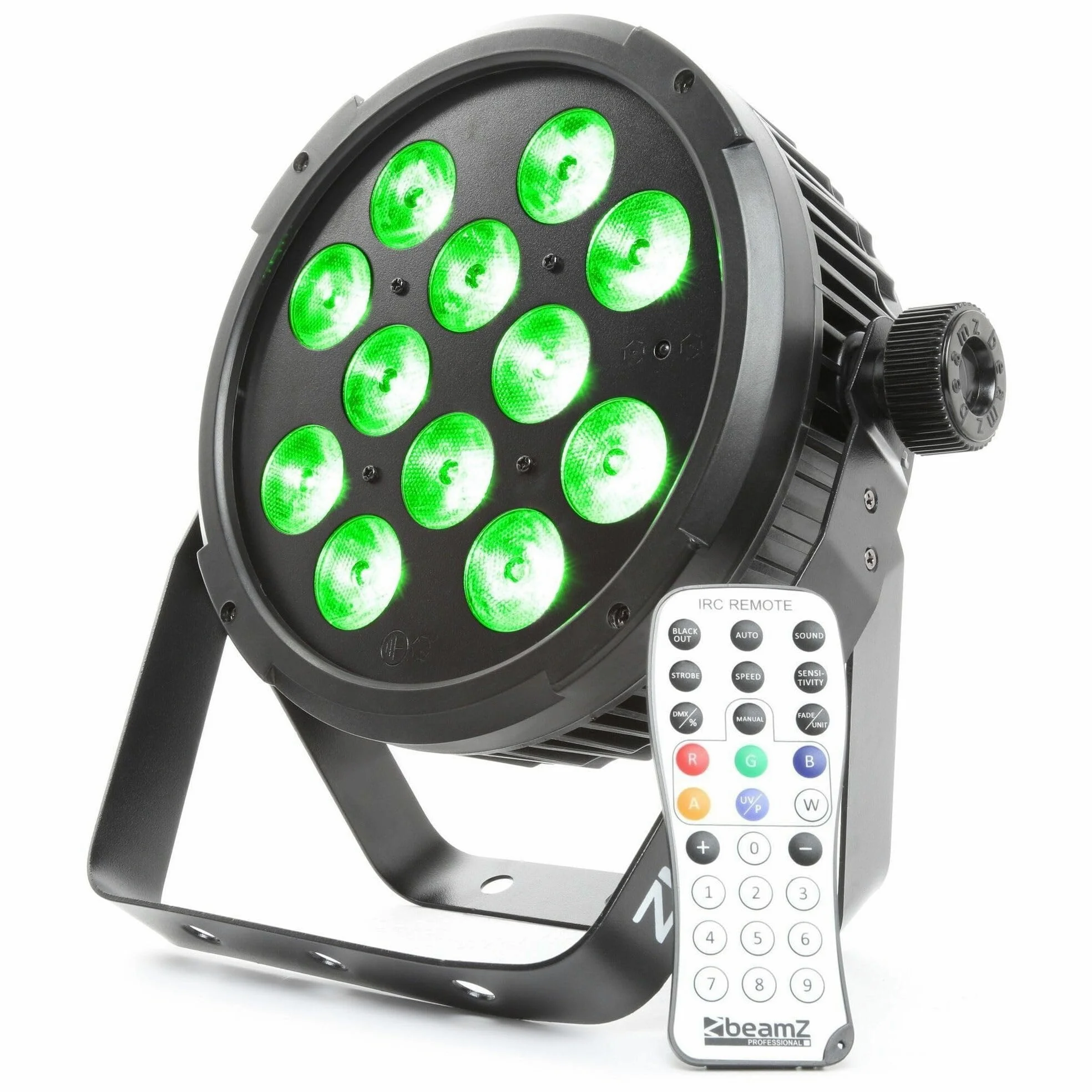 beamZ BT310 FlatPAR Effetto Luce 4-in-1 LED Disco Discoteca (12 x 8 Watt, RGBAW-UV, 4 o 8 canali DMX e stand-alone, Telecomando-IR, sensibilità regolabile, velocità impostabile)