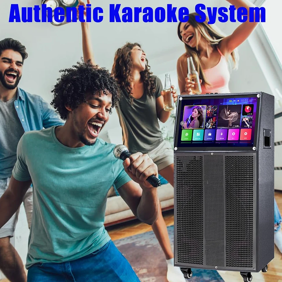 Outdoor quadrato danza, canto, guardare film, audio touch screen portatile con Bluetooth schermo del telefono cellulare proiezione karaoke macchina set